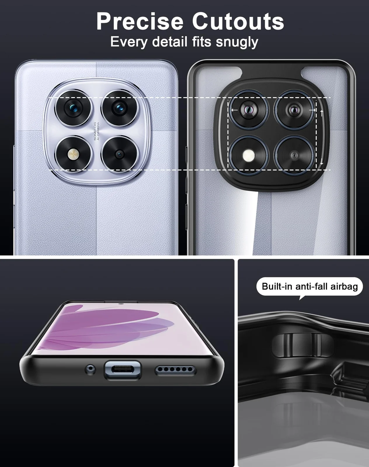DL3 Mobilak Clear Protective Case for Xiaomi Redmi Note 14 Pro Plus 5G - Black
