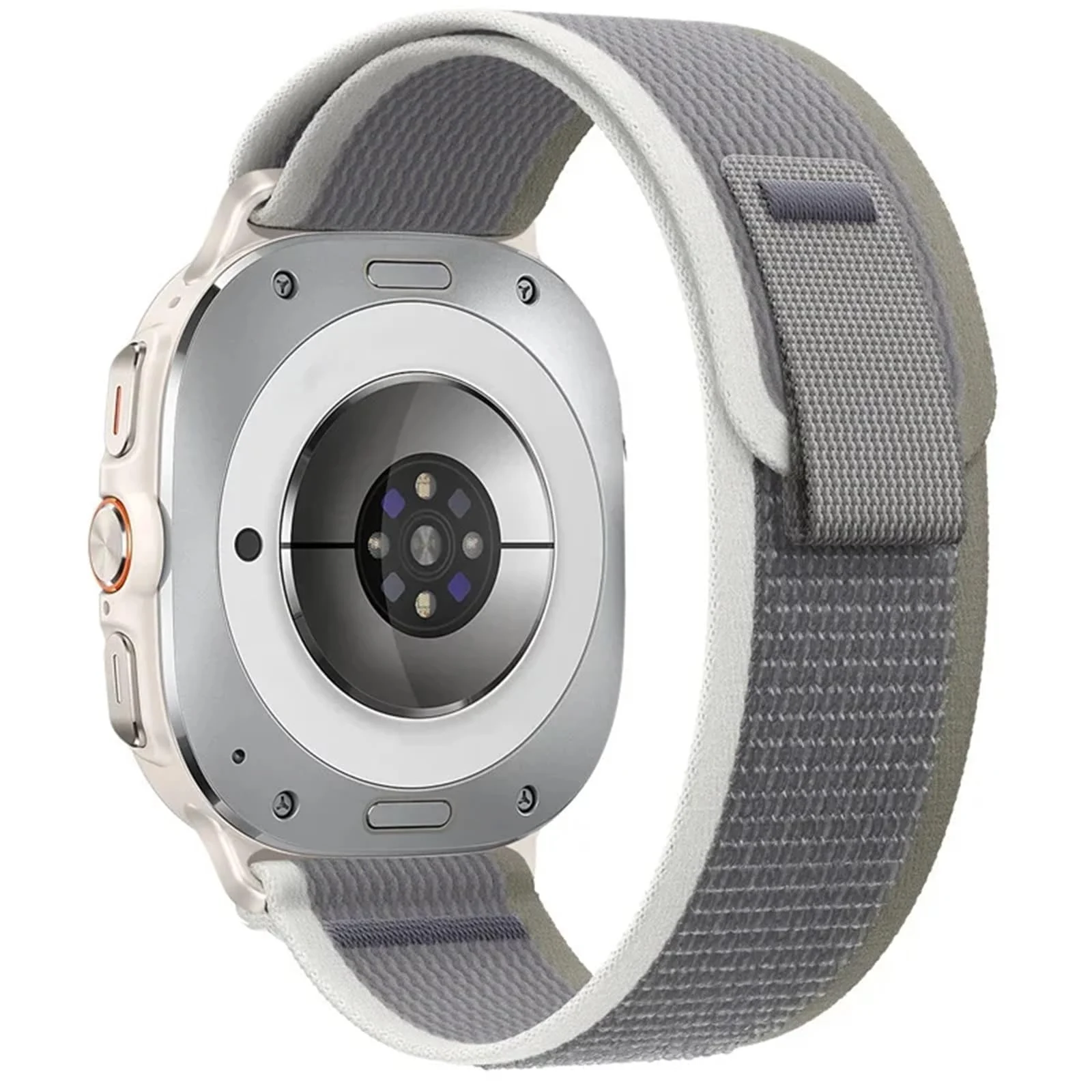 DL3 Mobilak For Samsung Galaxy Watch ultra Strap 47mm, One Click Trail Loop Strap for Men Women, Soft Nylon Sport Loop Elastic Replacement Wristband for Galaxy Watch 7 Ultra - White Gray