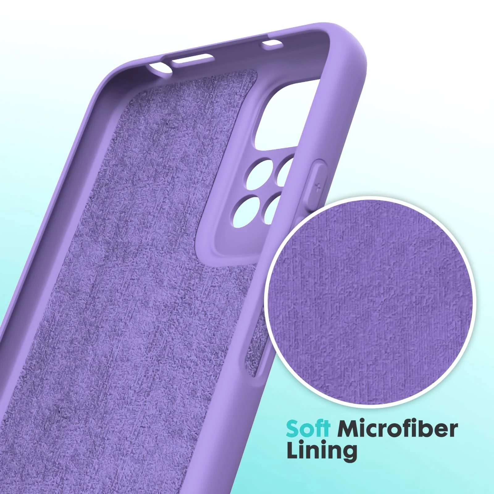 DL3 Mobilak Liquid Silicone Protective Case with Soft Microfiber Lining with Full Camera Protection for Xiaomi Redmi Note 12 Pro 4G / Redmi Note 11 Pro 4G&5G - Light Purple