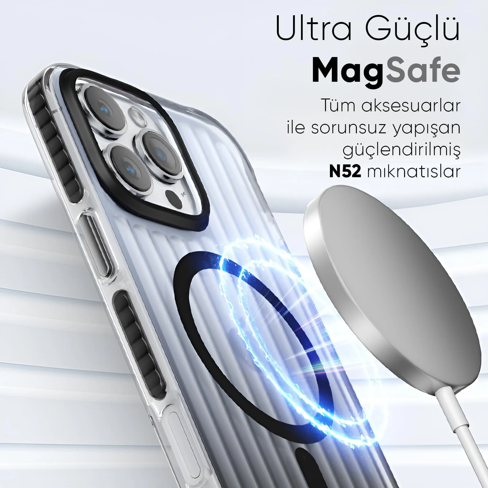 DL3 Mobilak MagSafe-Compatible Magnetic Case for iPhone 16 Pro Max with Camera Protection and Magnetic Car-Mount Support - White