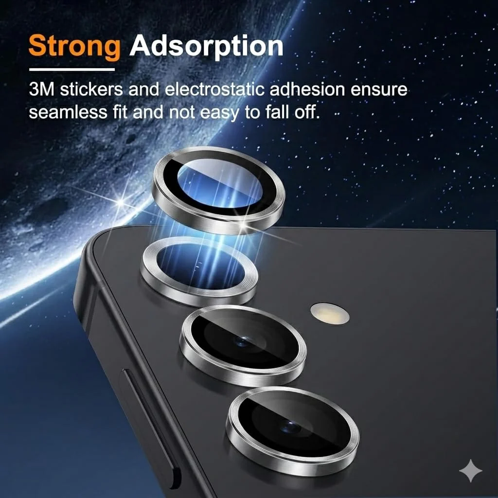 DL3 Mobilak Camera Lens Protector for Samsung Galaxy S25 FE Accessories, 9H Tempered Glass Metal Individual Ring Camera Cover Screen Protector, Case Friendly, Anti Scratch - Silver