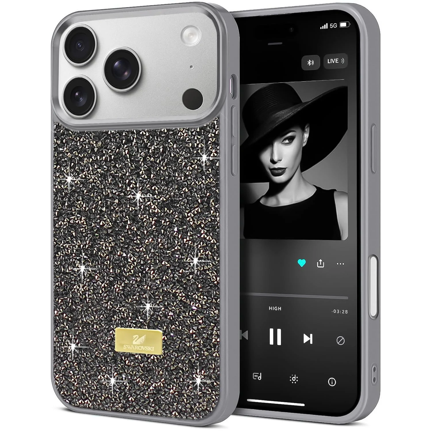 DL3 Mobilak Glitter Protective Case for iPhone 17 Pro Max 6.9-Inch, Supports wireless charging, Shock-absorbing protection, Scratch-resistant surface