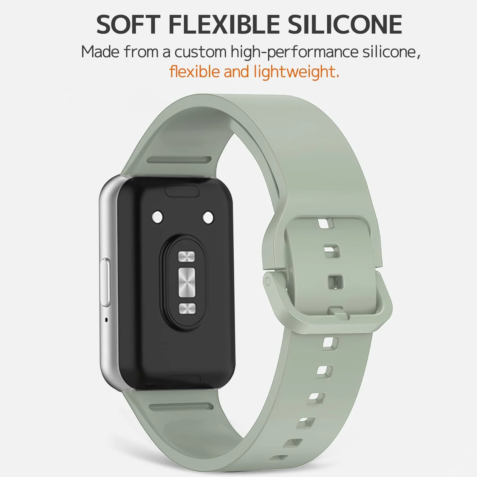 DL3 MOBILAK Silicone Bracelet for Samsung Galaxy Fit 3 Strap, Soft Silicone Sport Replacement Strap For Women/Men, Adjustable Waterproof Sports Band - Light Green
