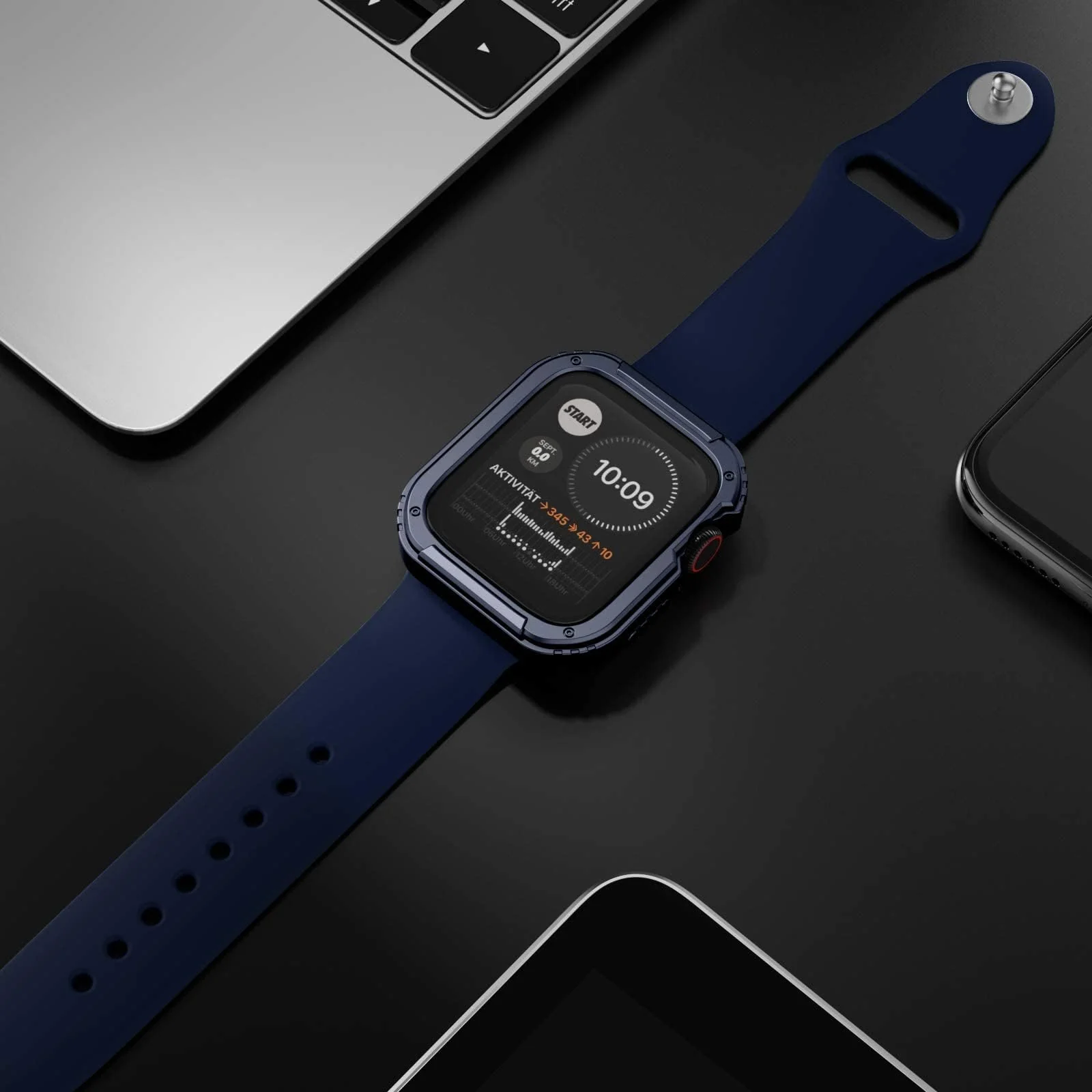 DL3 Mobilak Rugged Apple Watch Case 41mm Series 9 8 7 with Screen Protector, Durable Military Grade Drop-Proof Protective Cove Full Coverage Shock-Proof Bumper for iWatch Series 9/8/7 41mm - Blue