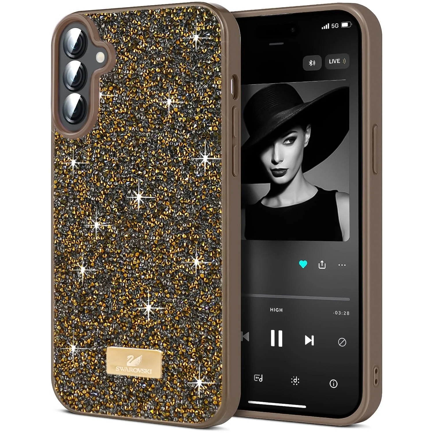 Case For Samsung Galaxy S25 FE 5G Case Glitter, Sparkle Diamond Crystal Bling Case with Bling, Ultra Thin Lightweight Full Body Shockproof Anti-Scratch Protective Cover - Black