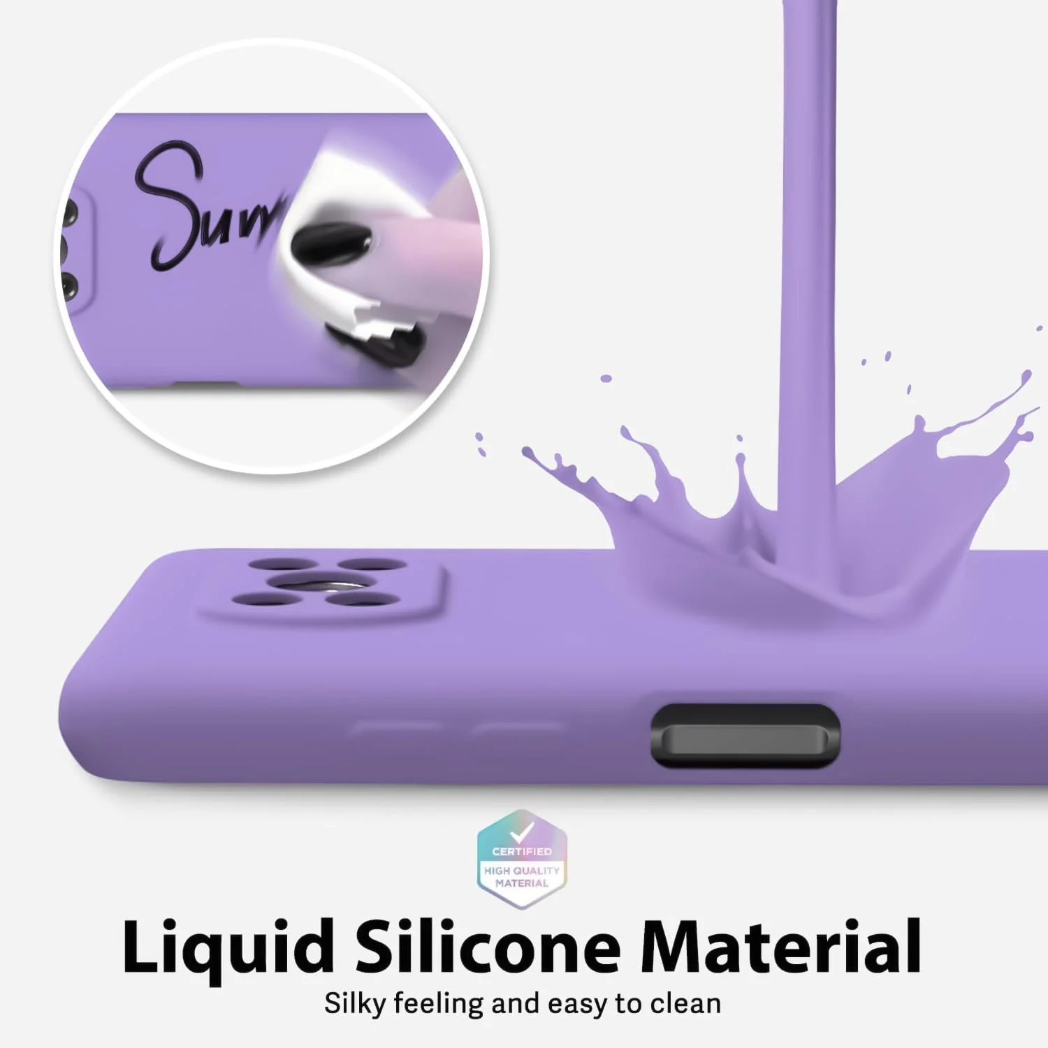 DL3 Mobilak Liquid Silicone Case for Xiaomi Poco X3 Pro / Poco X3 NFC / Poco X3, Not compatible with MagSafe, Supports wireless charging, Camera protection - Light Purple