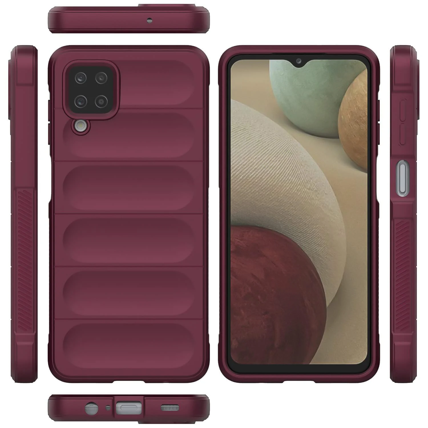 DL3 Mobilak Flexible Silicone and TPU Protective Case with Camera Protection for Samsung Galaxy A12 / M12 - Wine Red