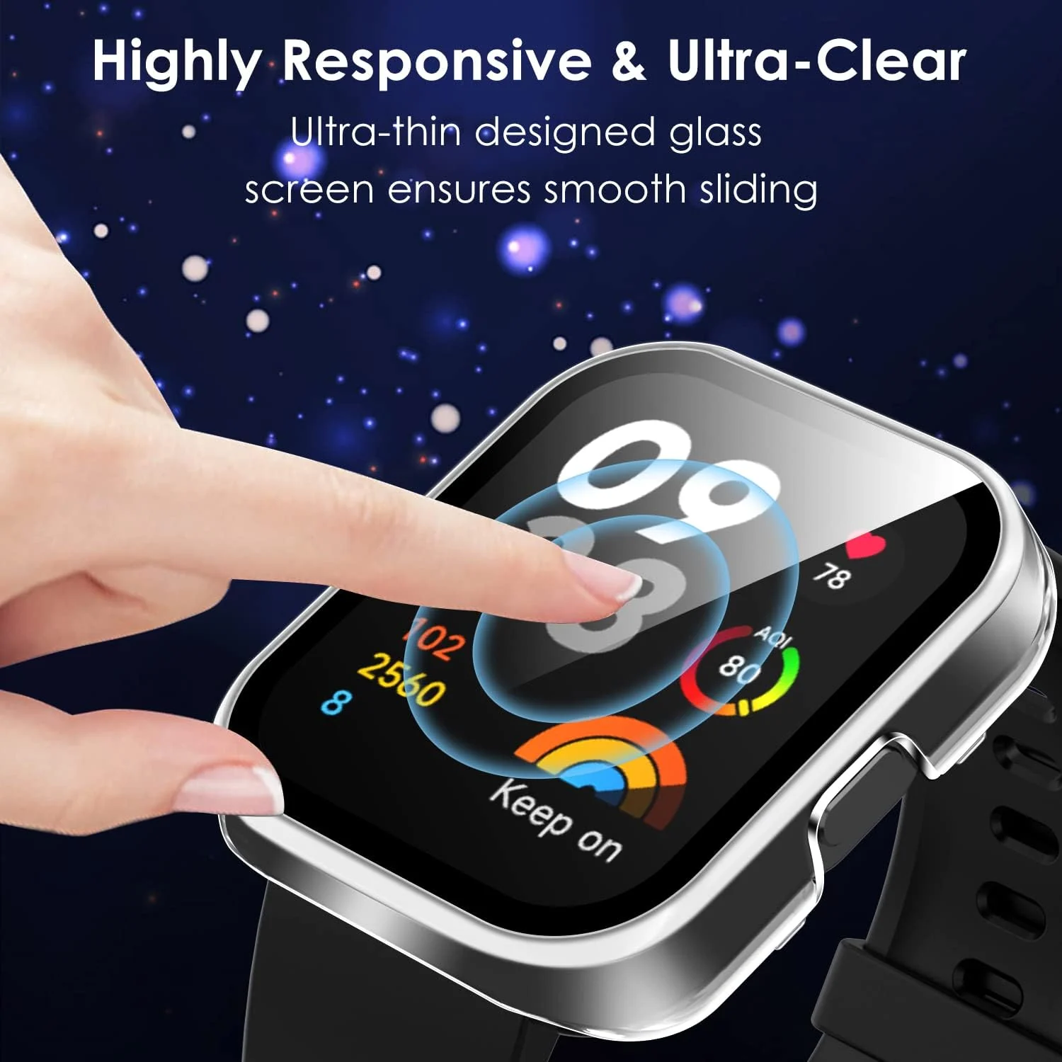 DL3 Mobilak Protective Case For Xiaomi Redmi Watch 3 (Not for Redmi Watch 3 Lite/Active) 9H Hardness PC Case Bumper Full Slim Protective Cover with Built-in Tempered Glass Screen Protector - Clear