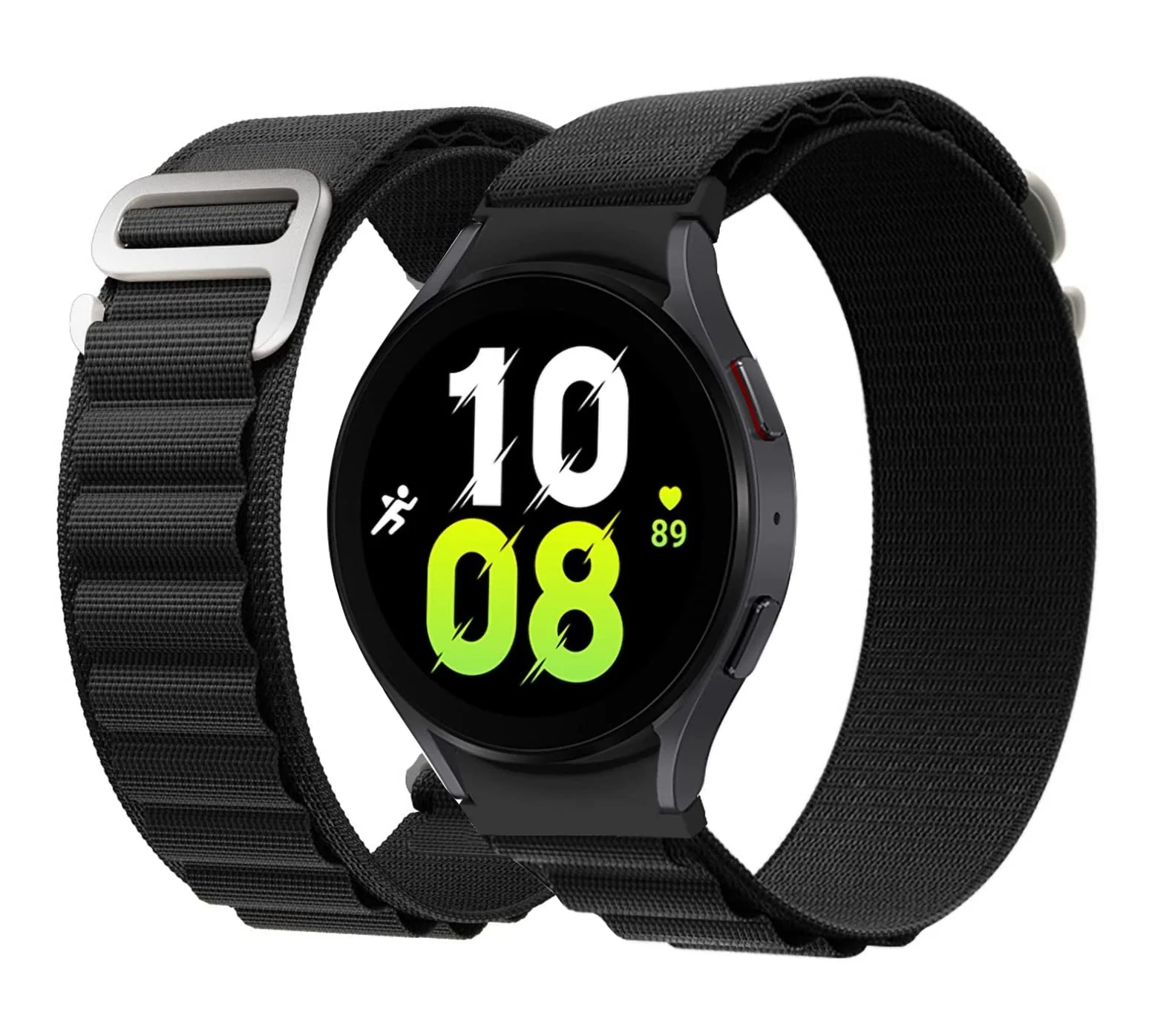 DL3 Mobilak Alpine Loop Bands Sport Nylon 20MM For Samsung Galaxy Watch 7 6 5 4 40mm 44mm/5 Pro 45mm/S2 classic/active 2 40mm 44mm/Amazfi GTS 2/2e/GTS 3/3 Pro/GTS 4/GTS 2 Mini/3 Mini/4 Mini/Bip 3 Pro - Black