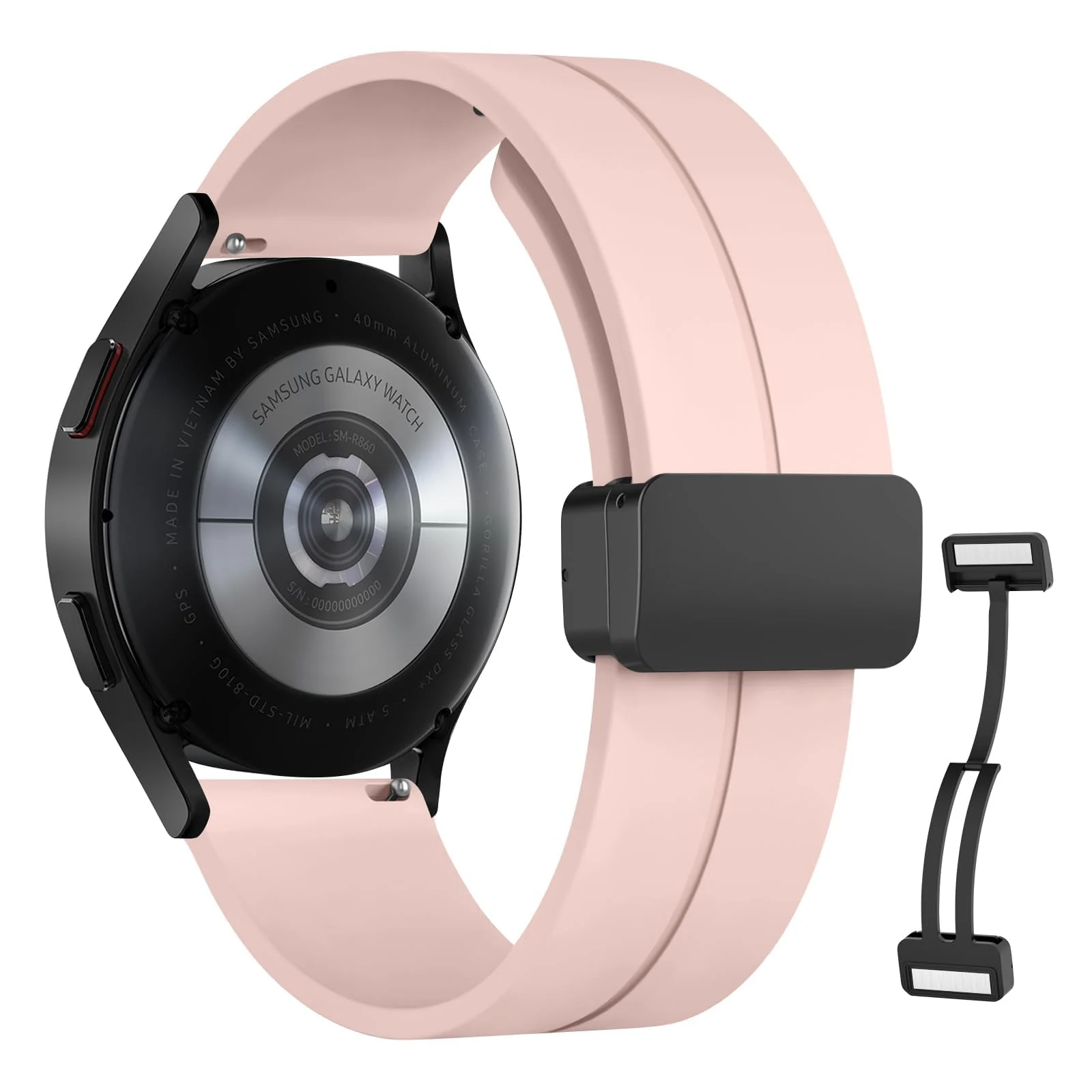 DL3 Mobilak 22MM Silicone Band Magnetic Clasp Strap For Xiaomi Redmi Watch 5 Active/5 Lite/Compatible with Samsung Galaxy Watch 46mm/Watch 3 45mm/Gear S3/Huawei watch (GT6 GT5 GT4 GT3 GT2 GT - Pink