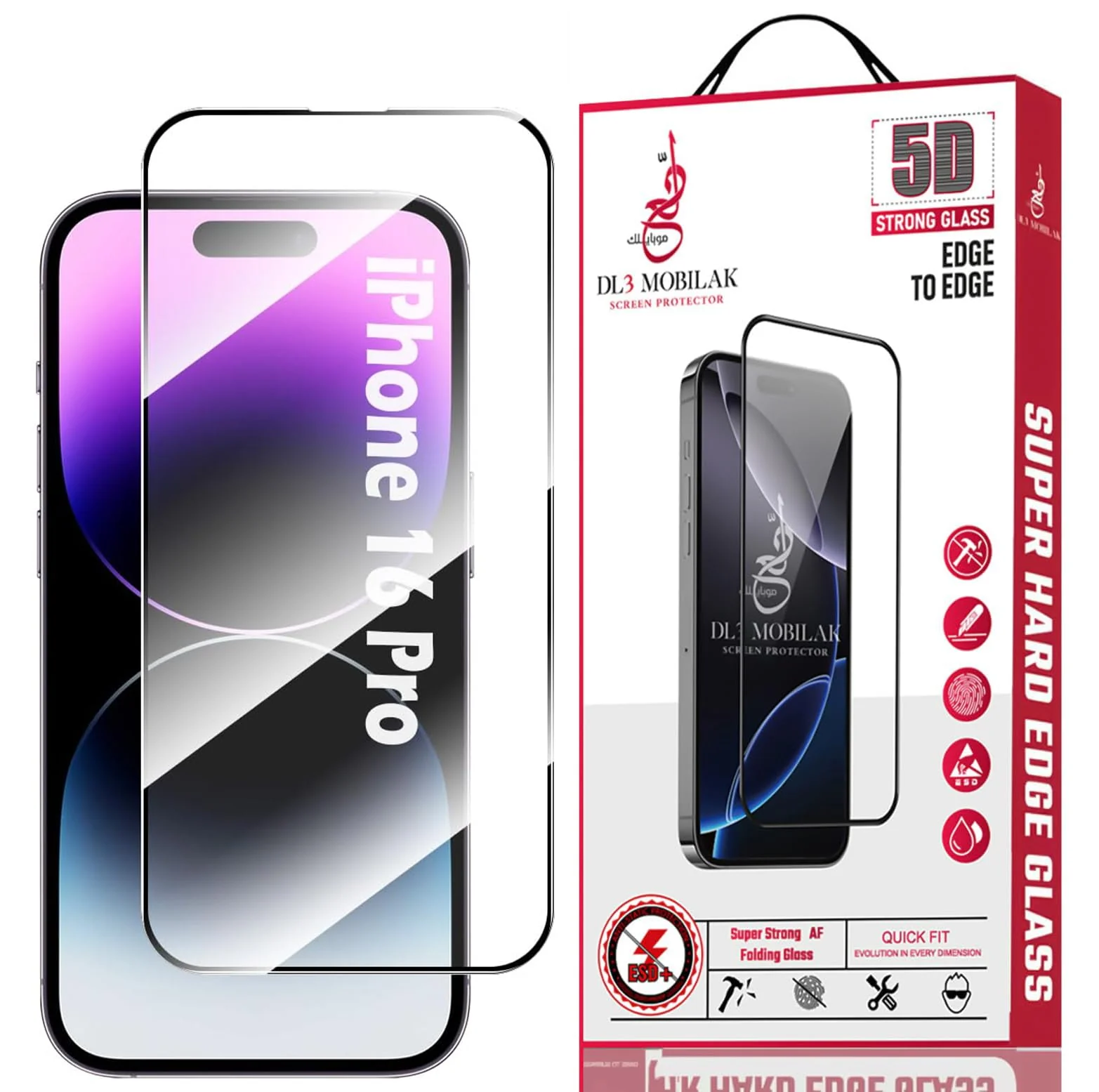DL3 Mobilak for iPhone 16 Pro 6.3-Inch Tempered Glass Screen Protector, 9H Hardness Anti-Scratch Tempered Glass flim, Case Friendly, Anti-Scratch For iPhone 16 Pro - Clear