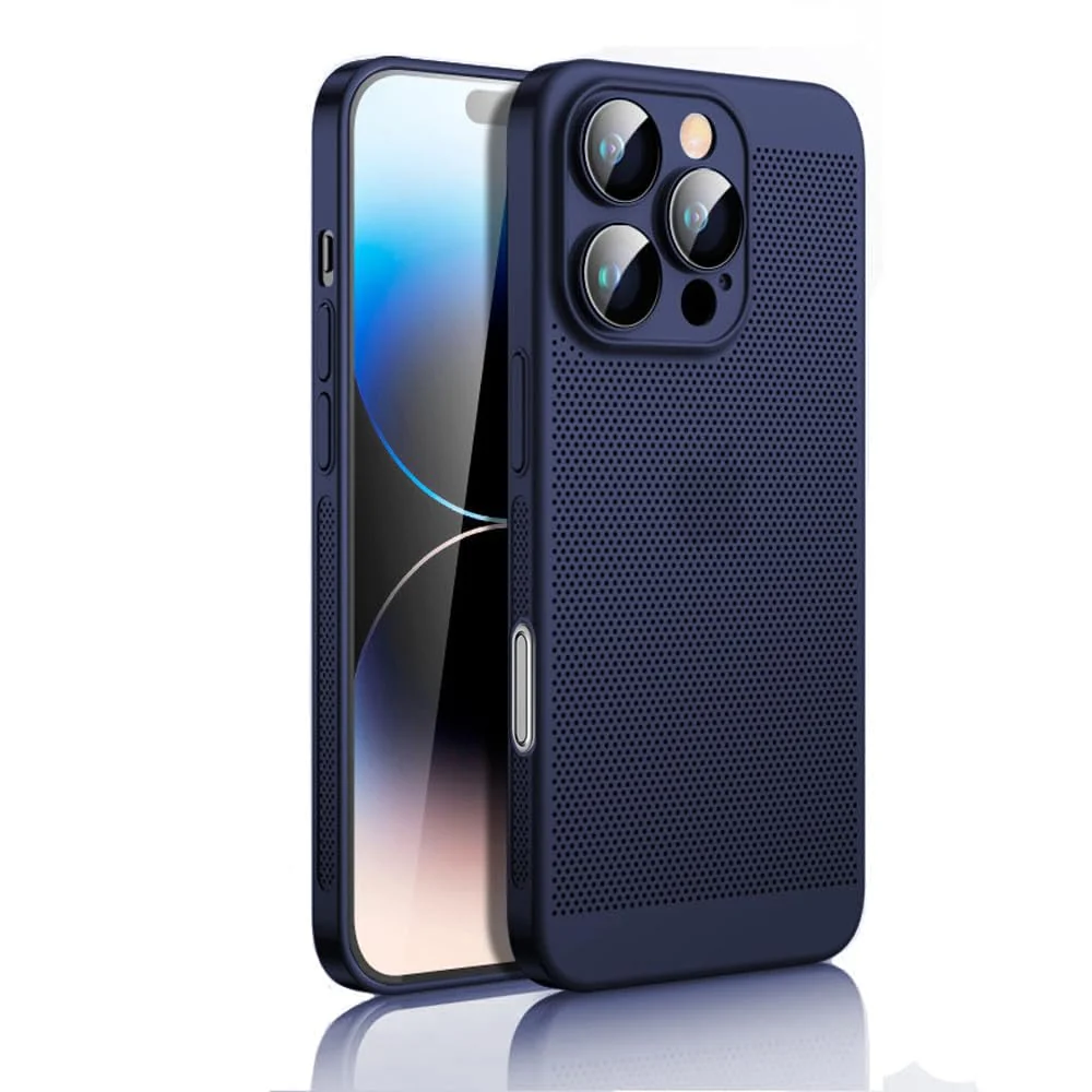 DL3 Mobilak Heat-Dissipation Hard PC Case with Built-In Camera Lens Protector for iPhone 16 Pro Max 6.9-Inch - Blue