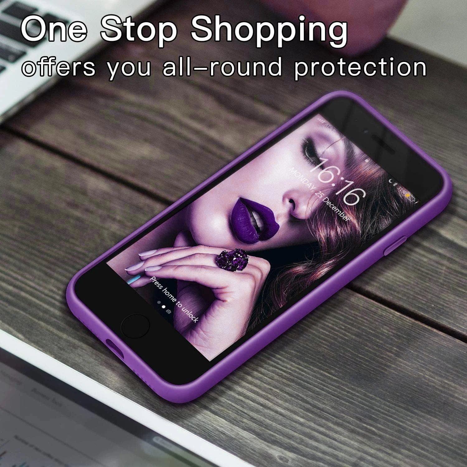 DL3 Mobilak Liquid Silicone Protective Case for iPhone SE 2022, SE 2020, iPhone 7, iPhone 8 with Camera Protection and Microfiber Lining - Purple