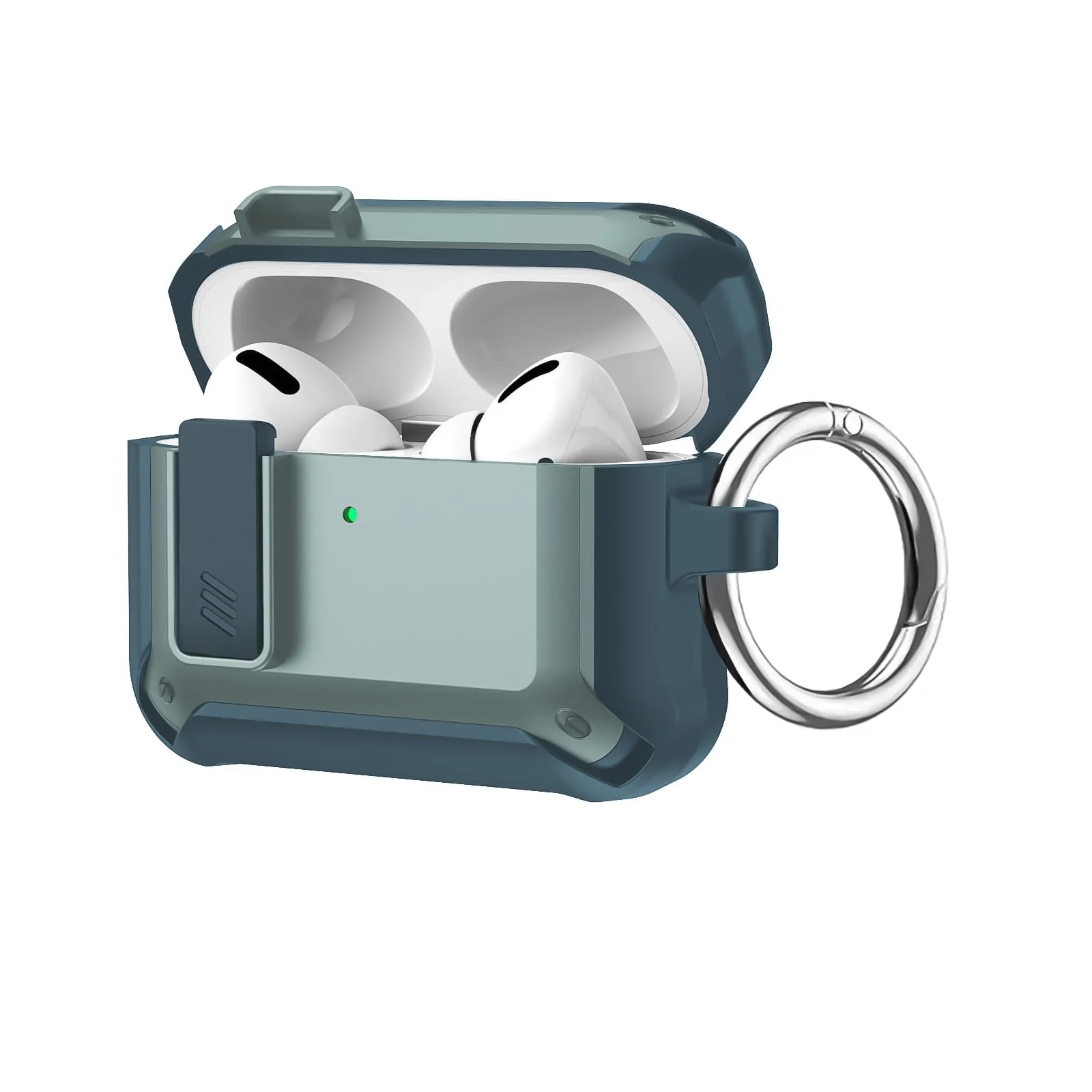DL3 Mobilak AirPods Pro 2nd/1st Case With Lock Lid, Rugged for AirPods Pro 2/1 (2023/2022/2019) Cool Protective Cover for Men Full-Body Armor Shockproof Skin Shell With Carabiner - Green