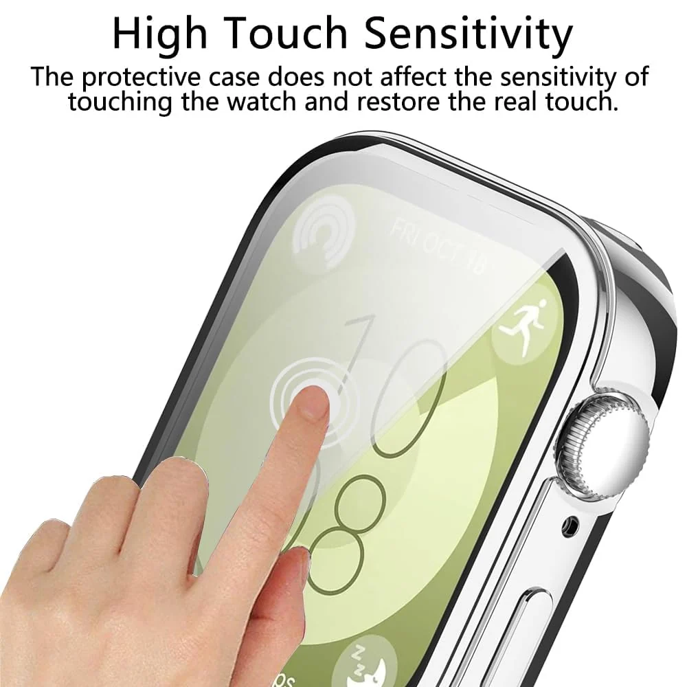 DL3 Mobilak Case Compatible with Huawei Watch Fit 3 Case All-Around with Built-in Screen Protector Watch Soft TPU Shockproof Cover Slim Guard Thin Bumper Shell Protector - Silver