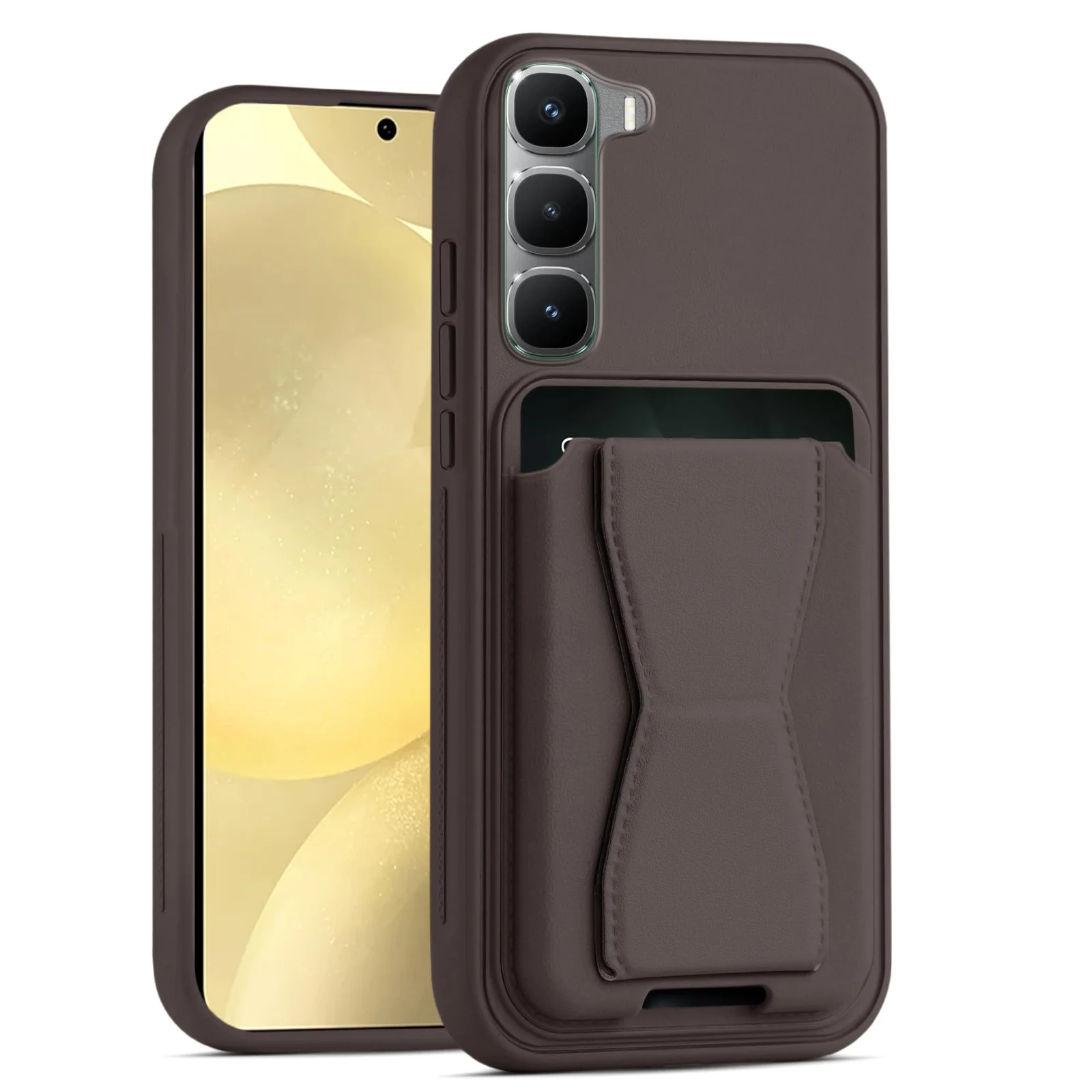 Dl3 Mobilak Leather Wallet Case Compatible with Infinix Hot 60 Pro, Leather Back Cover With TPU Frame, Shockproof Protective Phone Case with Card Holder Stand - Brown