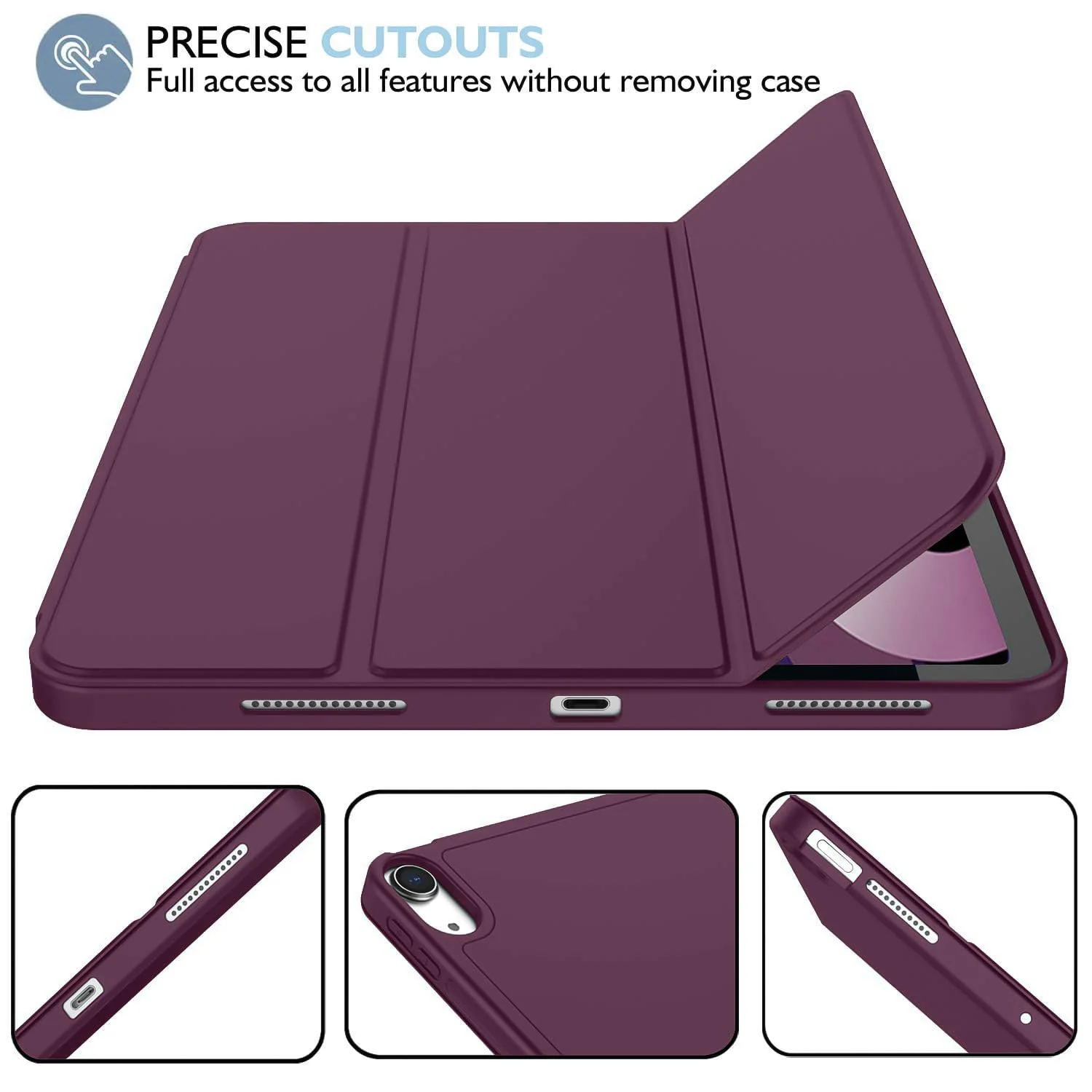 DL3 Mobilak Samsung Galaxy Tab A9 Cover Case 8.7 inch Tablet Cover [SM-X110/X115/X117] Case with Pen Holder, Soft TPU Back Trifold Stand Protective Smart Cover Flip, Auto Wake&Sleep - Wine Red
