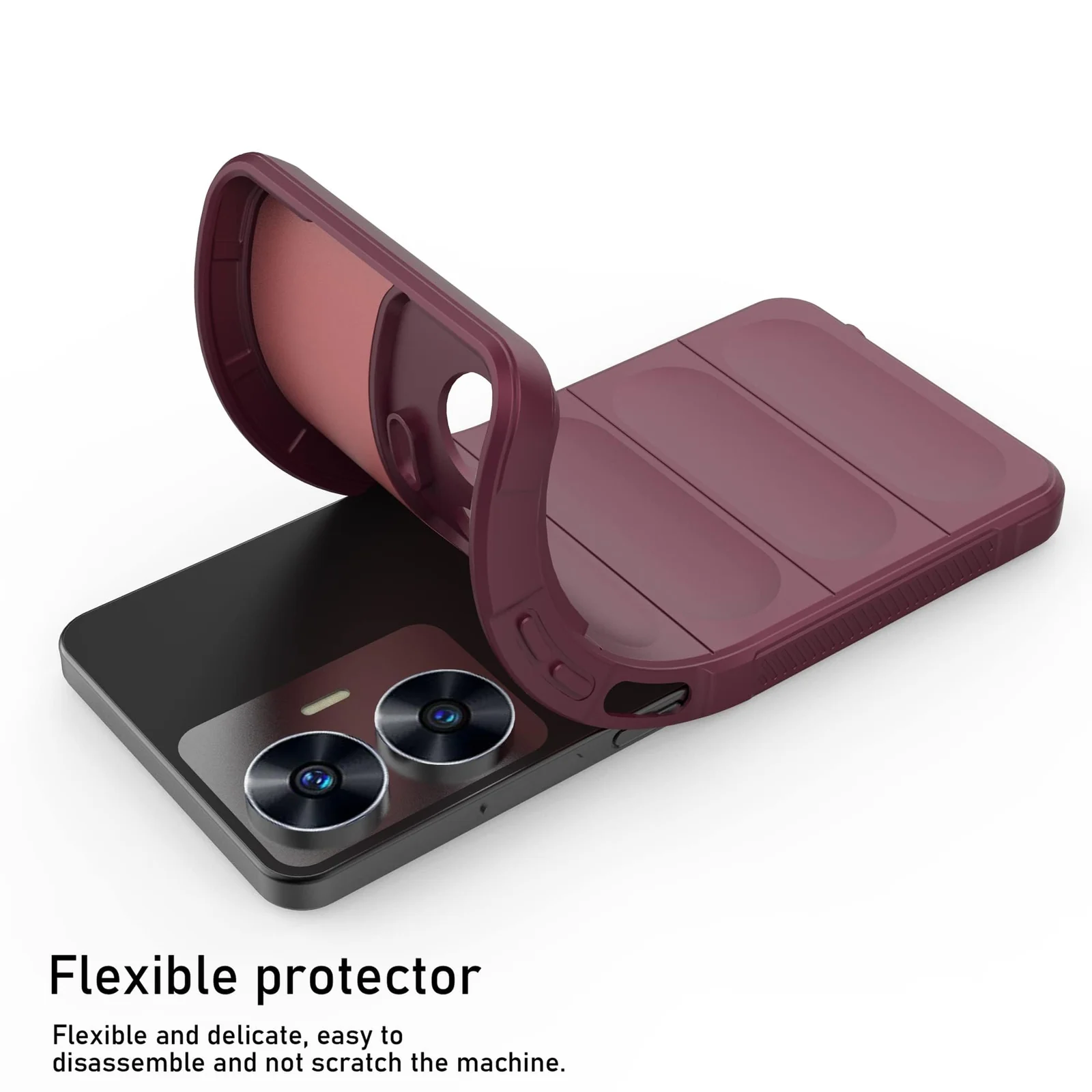 DL3 Mobilak Flexible Silicone and TPU Protective Case with Camera Protection for realme C55 / Narzo N55 - Wine Red