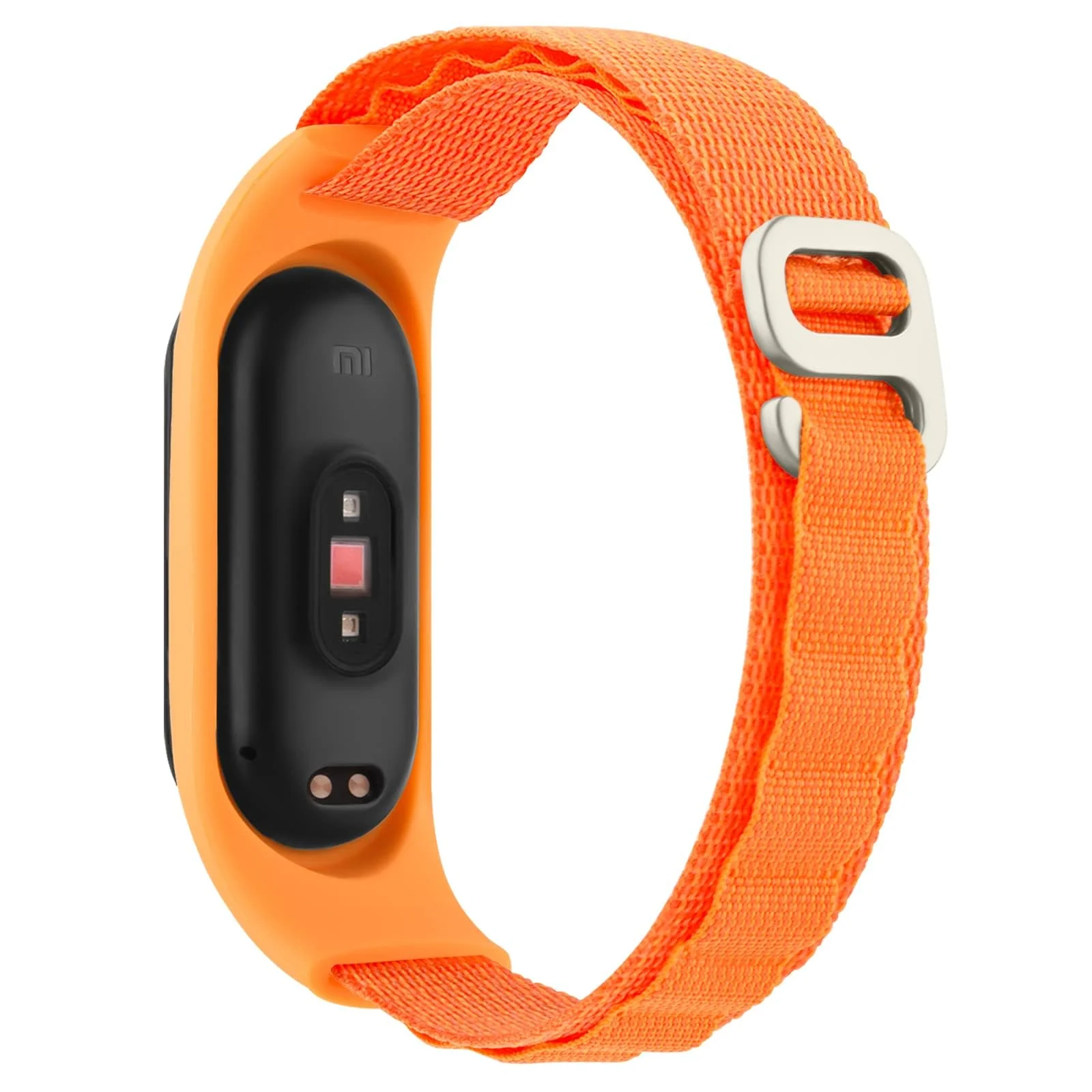 DL3 MOBILAK Alpine Loop Band for Xiaomi Mi Band 7/Mi Band 6/Mi Band 5/Mi Band 4/Mi Band 3,Women Men Nylon Sport Solo Loop Rugged Wristband with G‑Hook - Orange