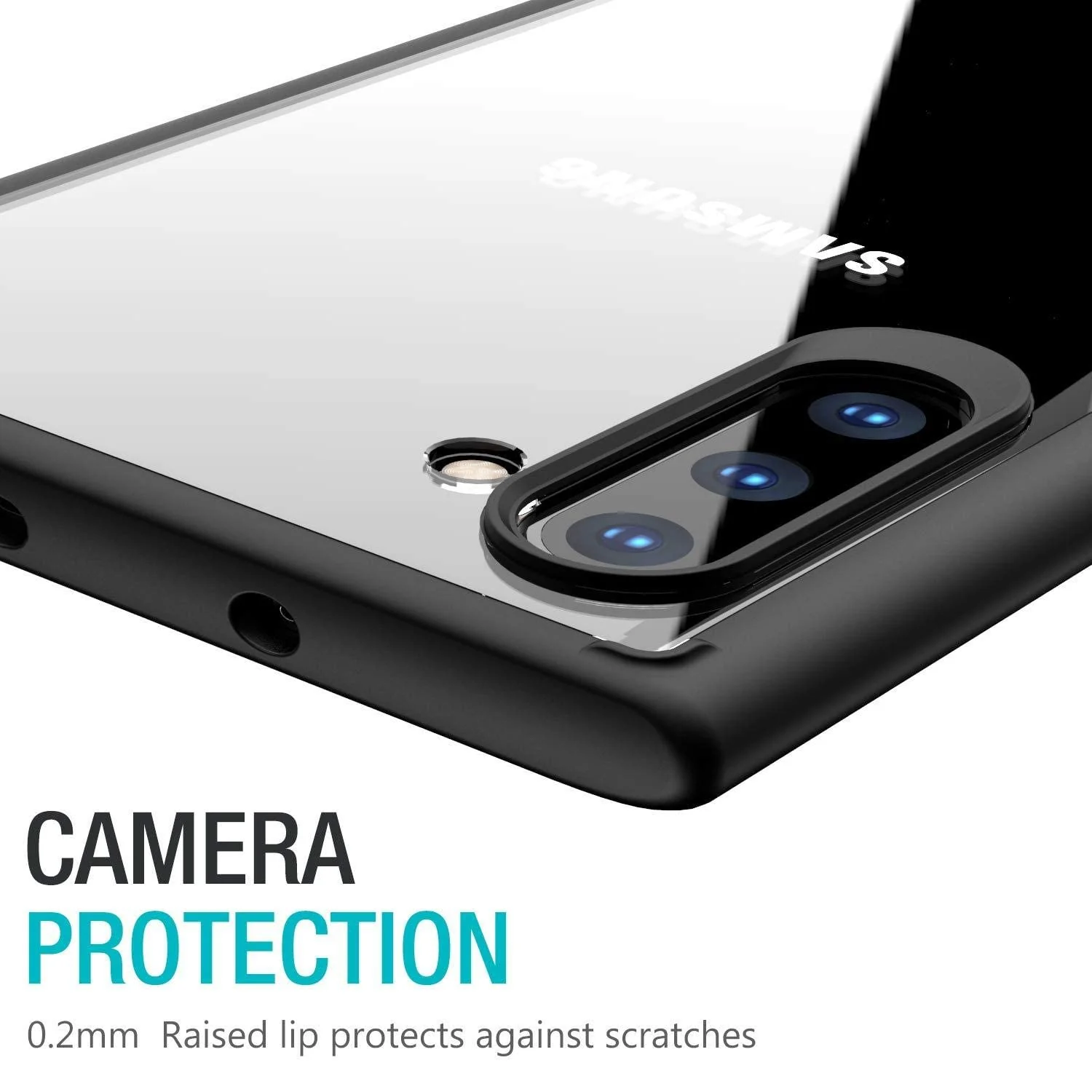 DL3 Mobilak Case Compatible With Samsung Note 10, Clear Case Shockproof Hard PC +Soft Silicone [Not Yellowing] Transparent Protective Slim Case Phone - Black