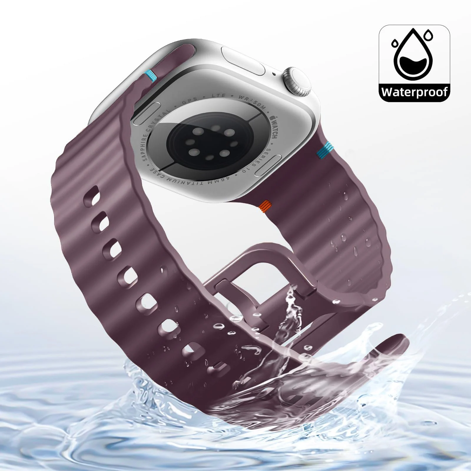 DL3 Mobilak Sport Strap for Apple Watch 49mm (Ultra 3/2/1) 46mm 45mm 44mm 42mm for Women Men, Soft Silicone Replacement Strap for iWatch Series 11/10/9/8/7/6/5/4/3/2/1/SE 3 2 1 - Smoke Violet