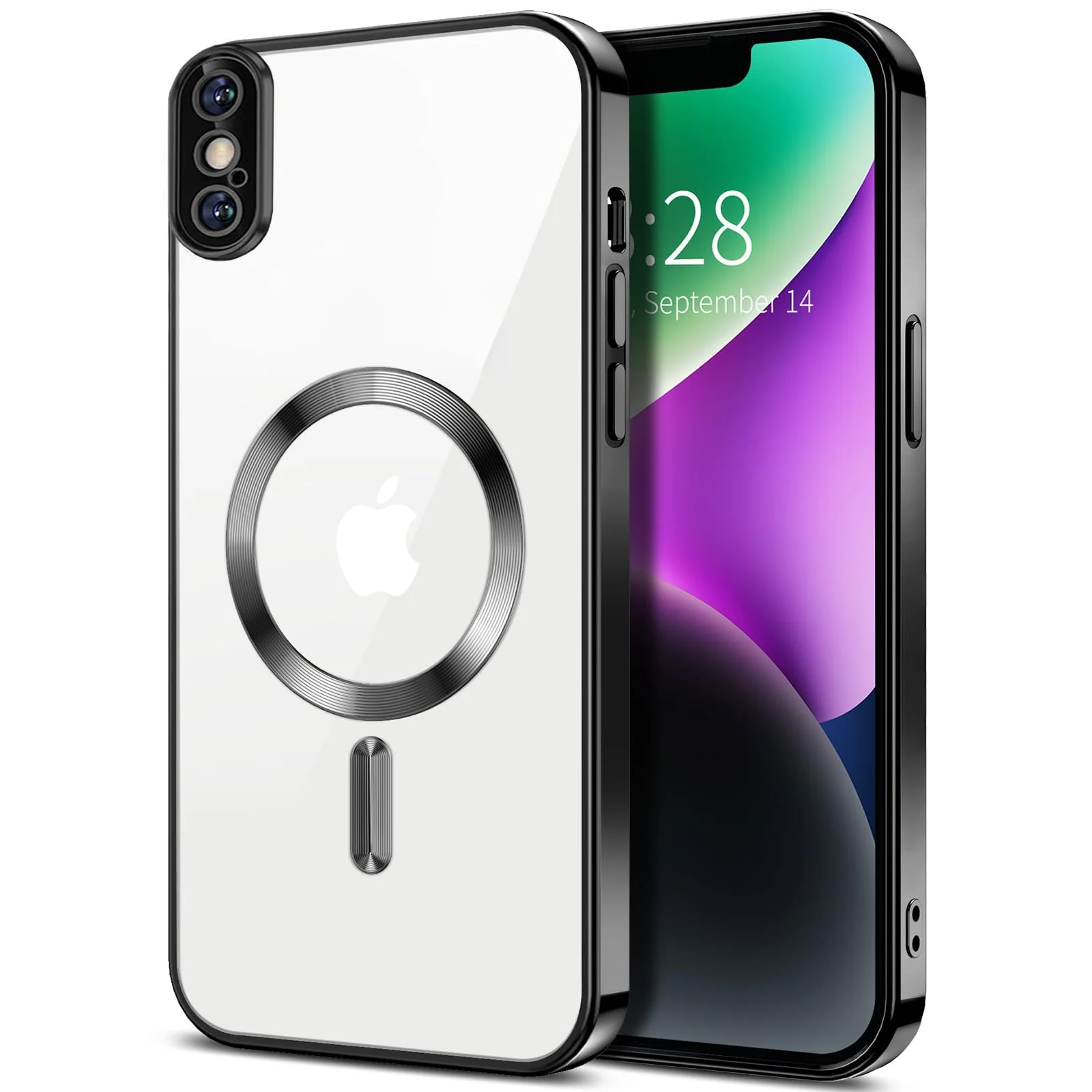 DL3 Mobilak Clear MagSafe-Compatible Magnetic Case for iPhone XS Max with Camera Protection and Shockproof Design - Black