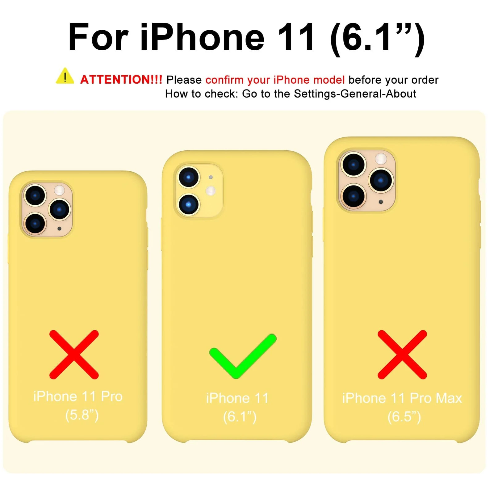 DL3 Mobilak Liquid Silicone Protective Case for iPhone 11 (6.1 Inch) with Camera Protection and Microfiber Lining - Yellow