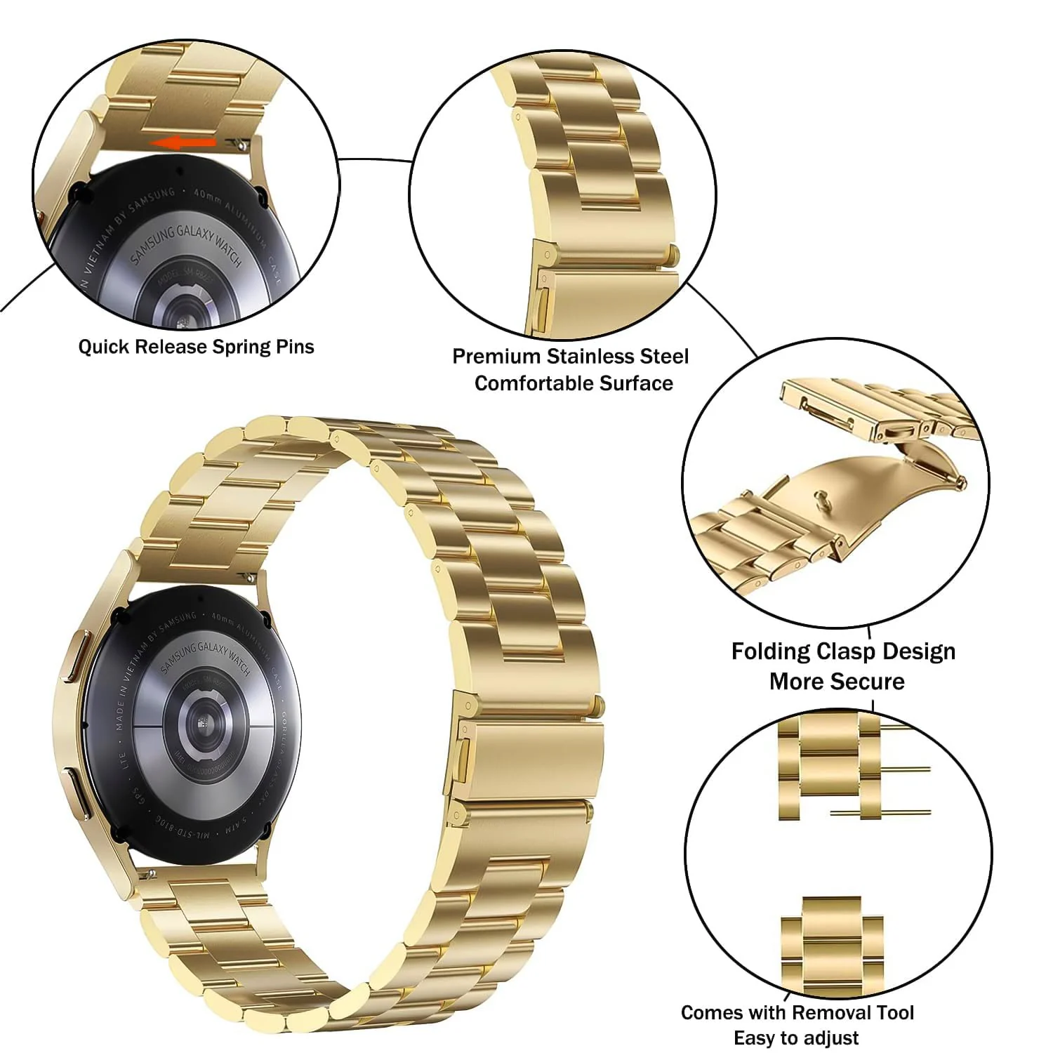 DL3 Mobilak Strap Metal 22MM Bands For Samsung galaxy watch3 45mm /galaxy 46mm/Gear S3/Huawei watch GT3 46MM/GT2E/GT2 Pro/GT GT2 46MM/Magic Watch2 46mm/Amazfit GTR 2/2e/3/3pro/4 - Black