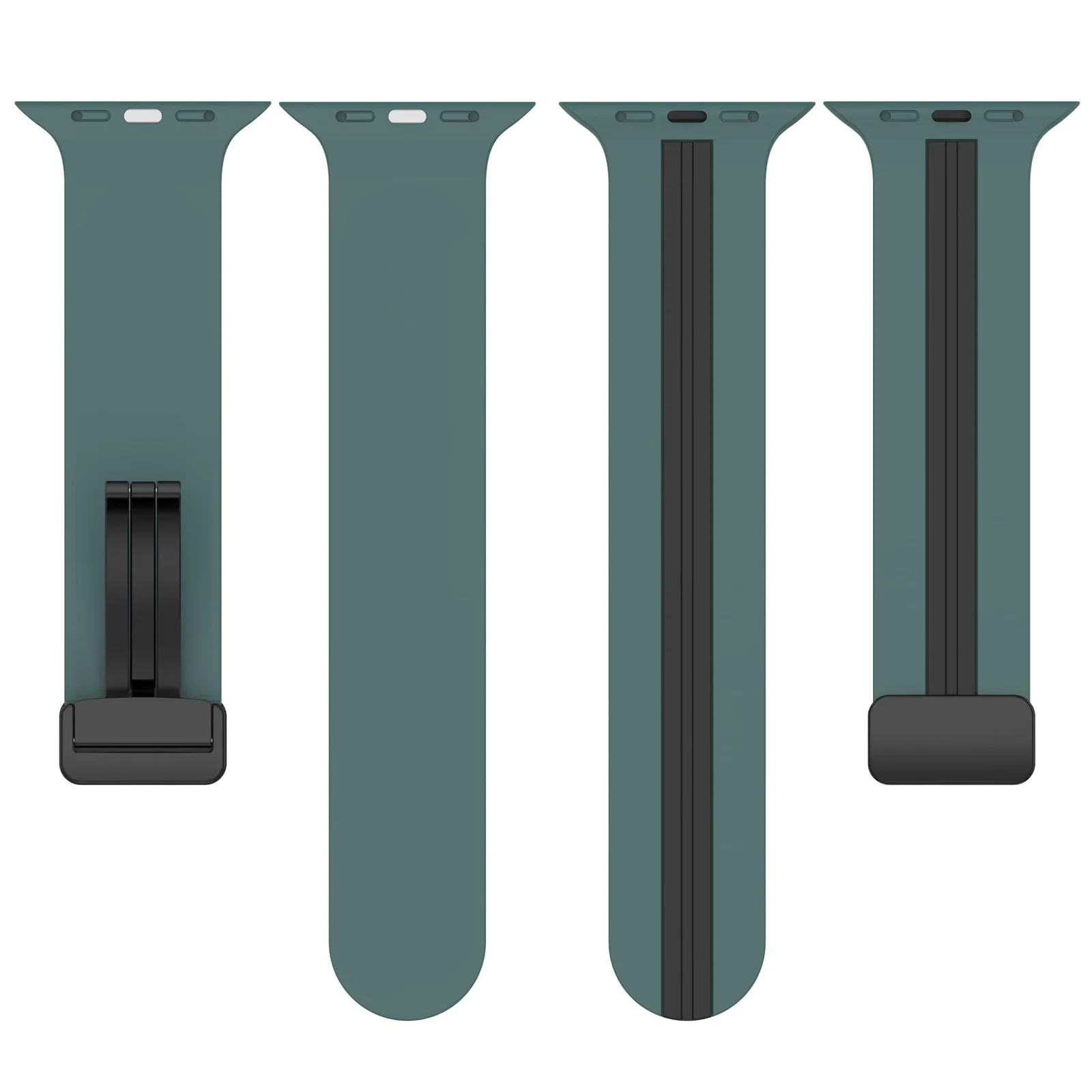 DL3 Mobilak Magnetic Bands for Apple Watch Ultra/Ultra 2 Band 49mm 45mm 44mm 42mm 41mm 40mm 38mm, Soft Sport Silicone Strap for iwatch Series 9/8/7/6/5/4/3/2/1/SE (42mm/44mm/45mm/49mm) - Green Black