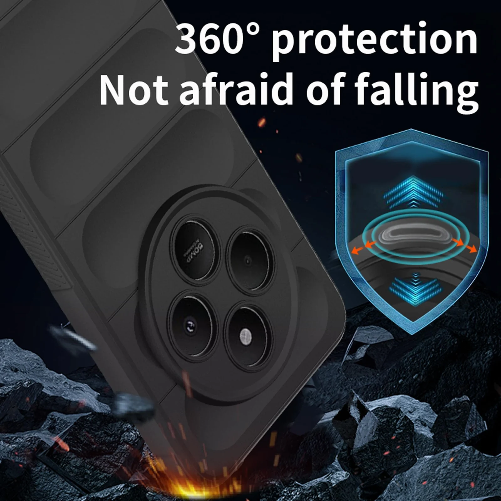 DL3 Mobilak Silicone Case for Xiaomi Redmi 14C 4G/Poco C75 Heavy Duty Protective [Slim Fit] Shockproof Soft Flexible Protective Design Shock-Absorption TPU Cover With Camera Protection - Black