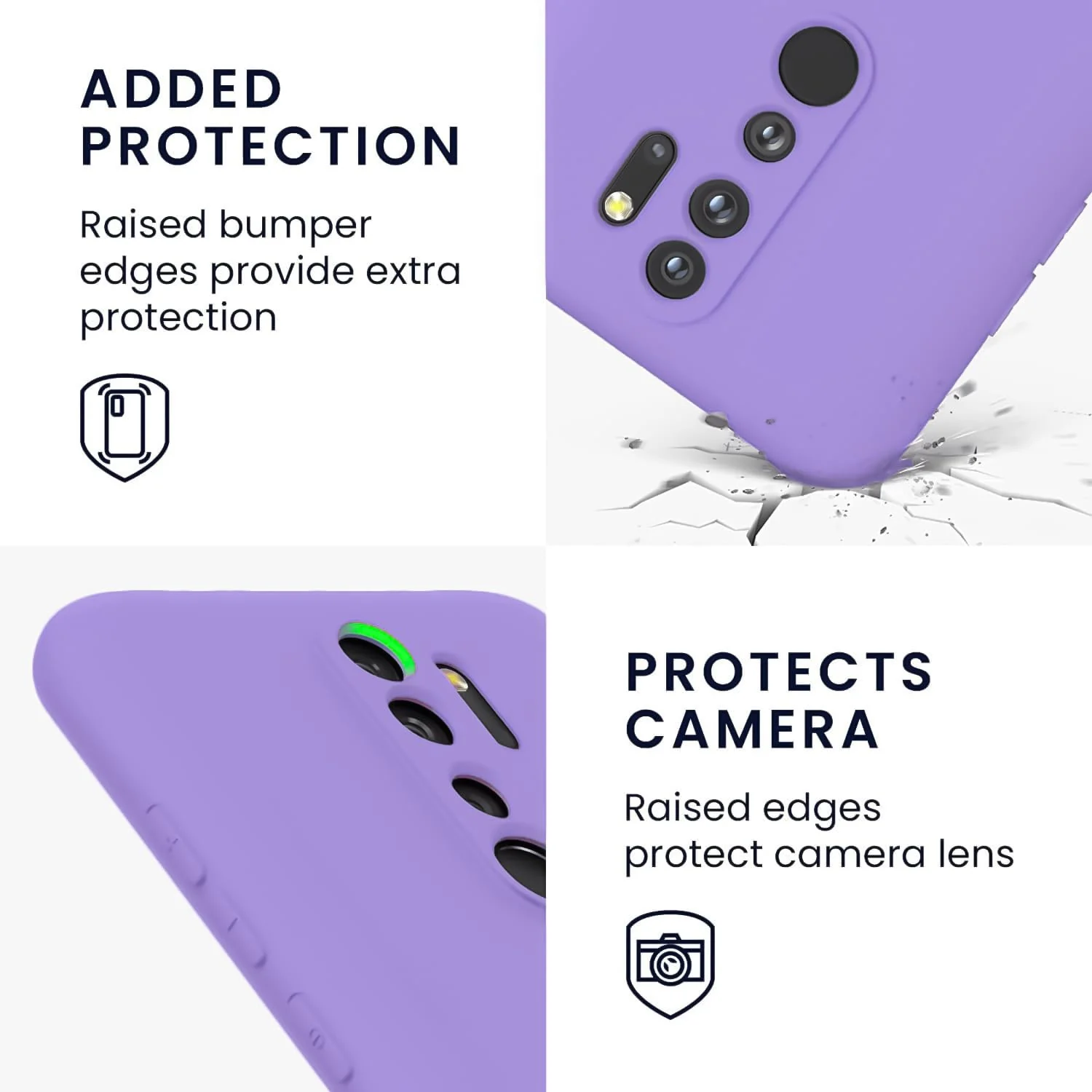 DL3 Mobilak Liquid Silicone Protective Case with Soft Microfiber Lining with Full Camera Protection for Xiaomi Redmi Note 8 Pro - Light Purple