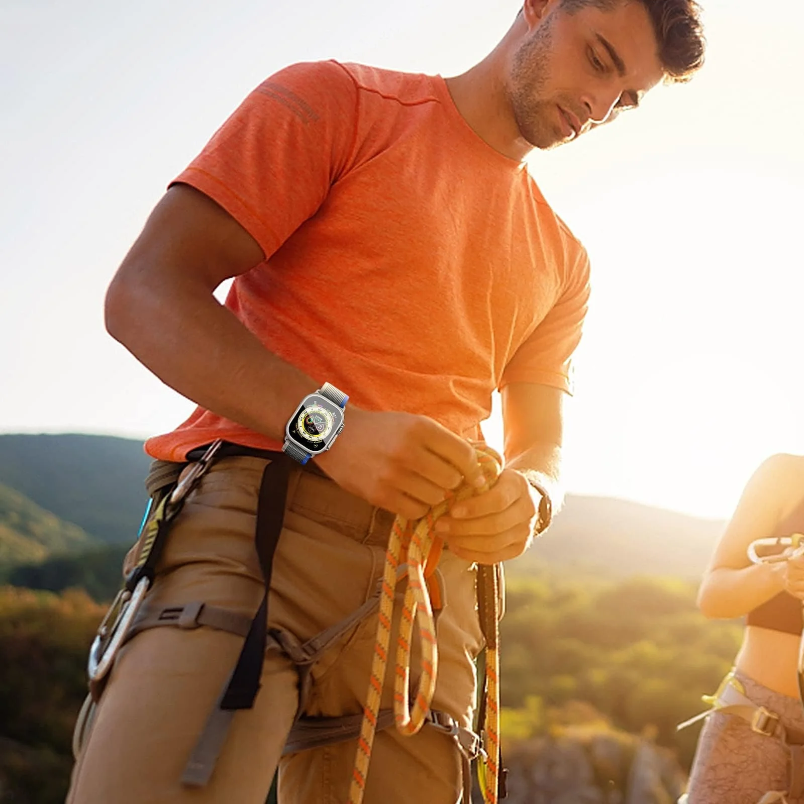 DL3 Mobilak Trail Loop Strap for Apple Watch Ultra Band 49mm 45mm 44mm 42mm iWatch Ultra Band Men Women, Rugged Sport Strap Soft Nylon Wristband for iWatch Ultra 2 Bands Series 9 8 7 6 5 4 3 2 1 SE - Blue Grey
