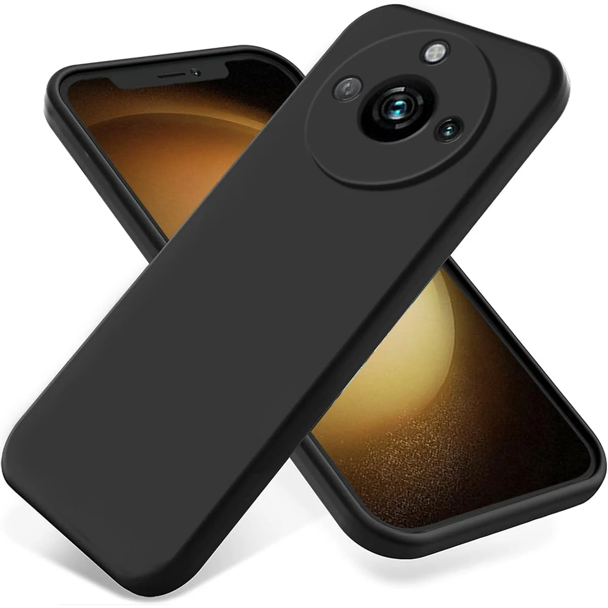 DL3 Mobilak Compatible with realme 11 Pro & realme 11 Pro+ 5G, Liquid Silicone Case, Full Body Camera Protective Cover, Shockproof, Slim Phone Case, Soft Microfiber Lining - Black