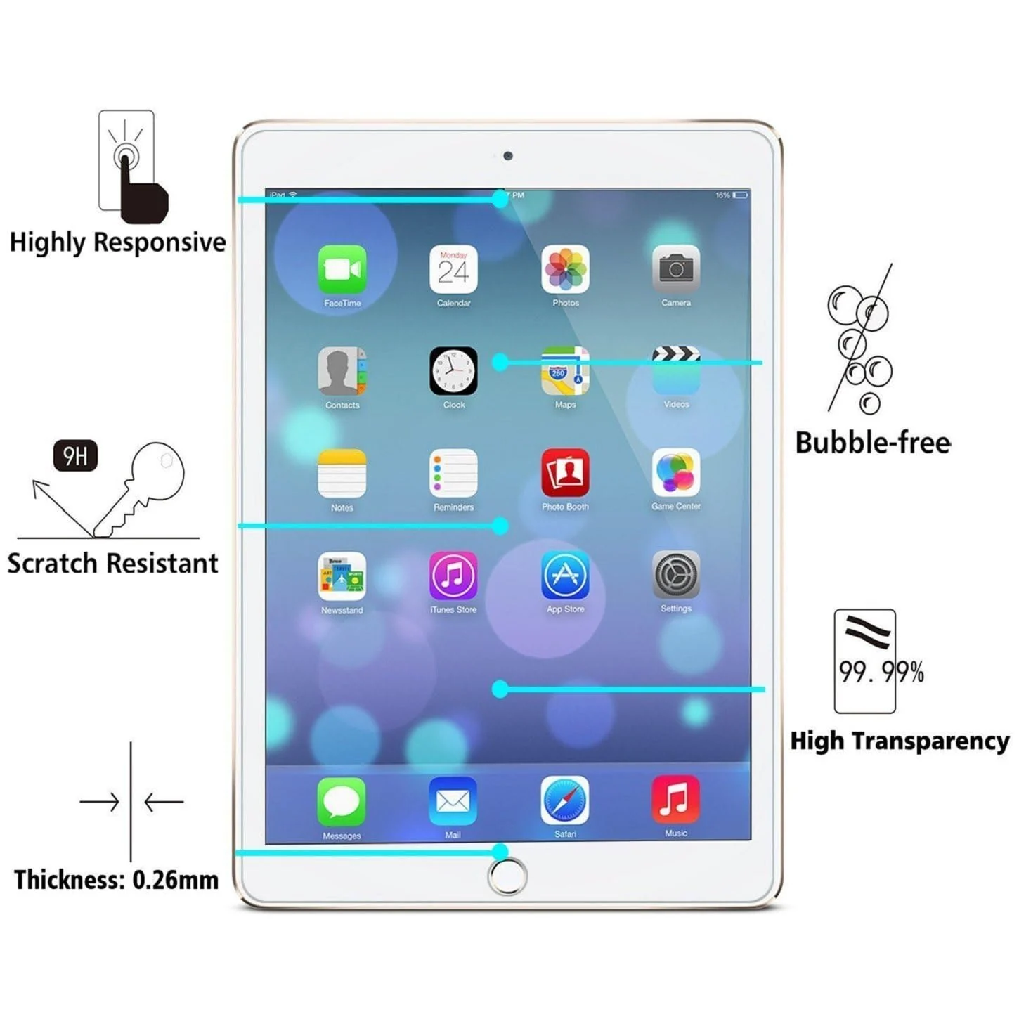 DL3 Mobilak Screen Protector For iPad Mini 1/2/3 / iPad Mini 1st/2nd/3rd Generation 7.9 inch Tempered Glass Film [HD Crystal ] [Easy Installation] [Scratch Resistant] [9H Hardness] - Clear