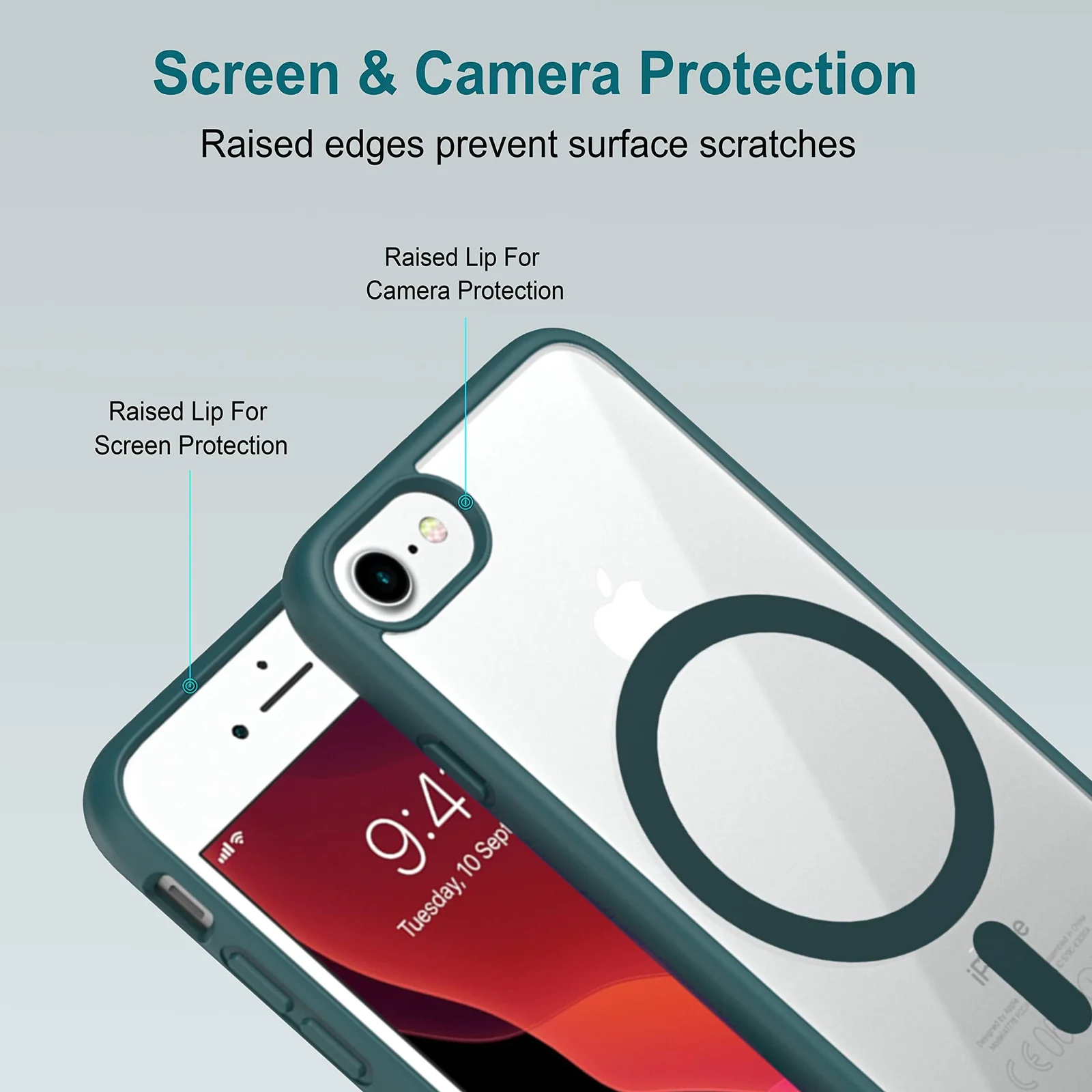 DL3 MOBILAK Clear Three-Layer Protective Phone Case for Apple iPhone 7 Plus - Green 2