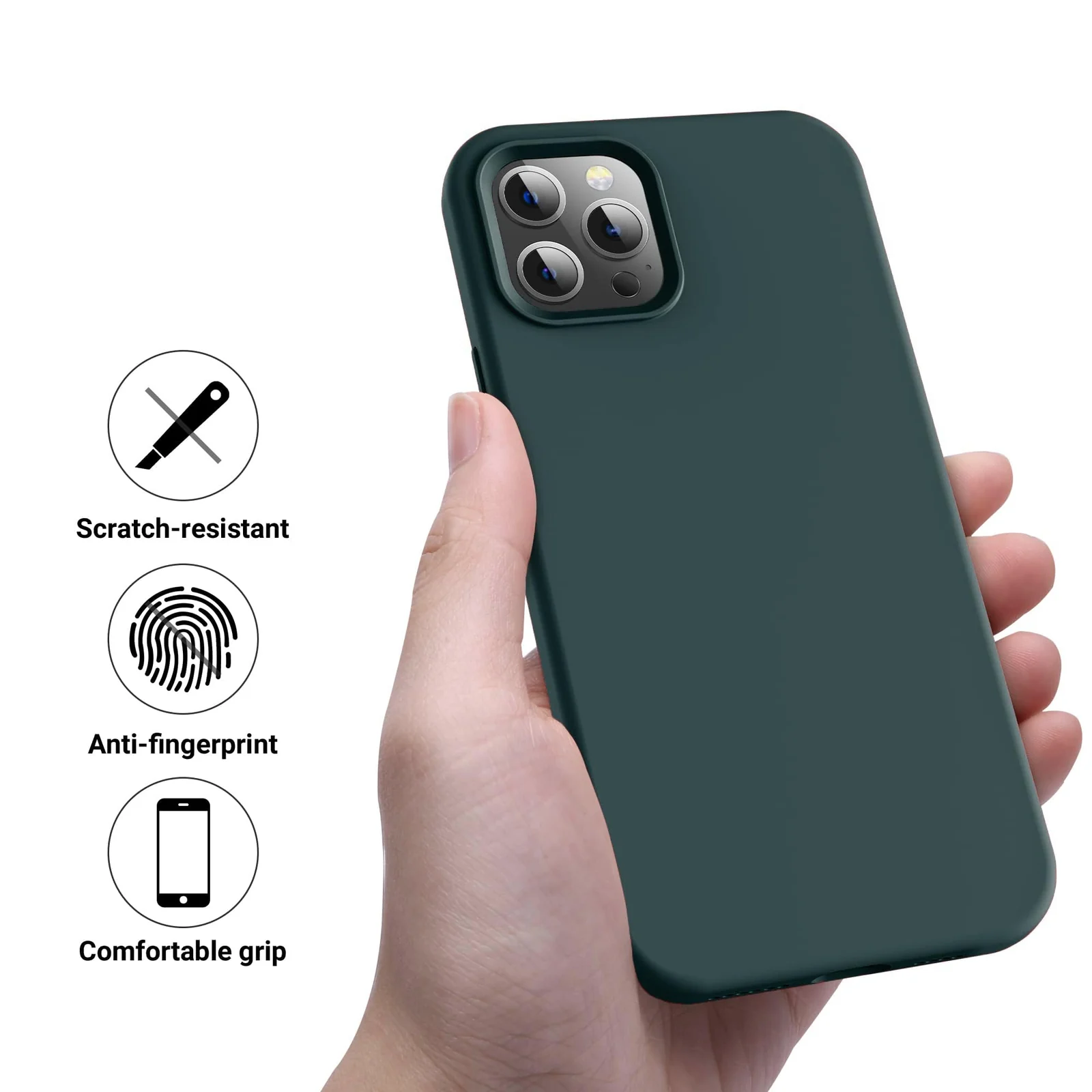 DL3 Mobilak Liquid Silicone Case for iPhone 15 Pro, Supports wireless charging, Shock-absorbing protection, Scratch-resistant surface - Olive Green