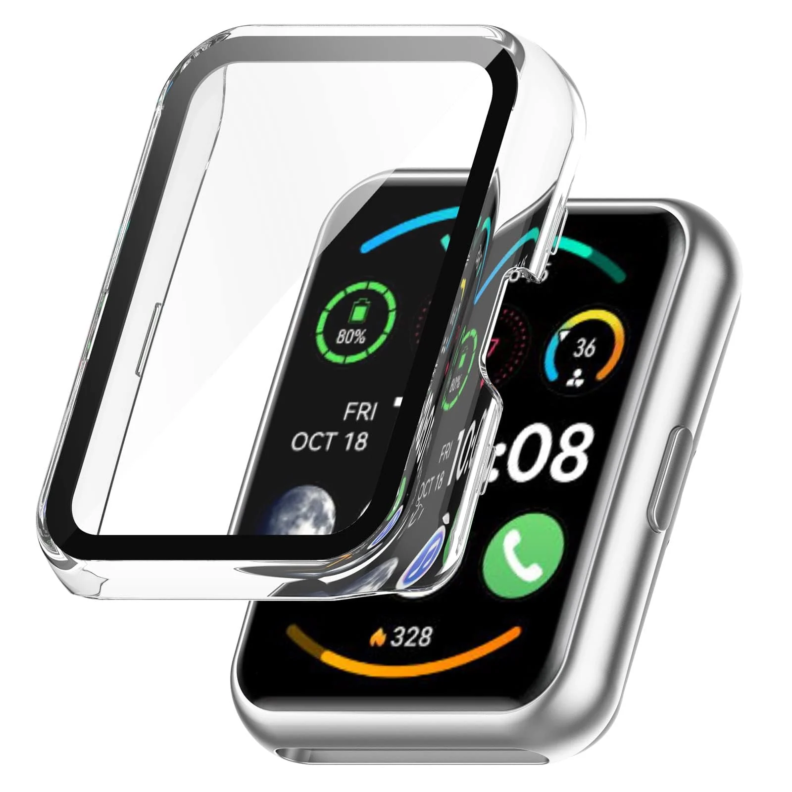 DL3 Mobilak Protective Case Compatible with Huawei Watch Fit 2 9H Hardness PC Case Bumper Full Slim Protective Cover with Tempered Glass For Huawei Watch Fit2 - Clear