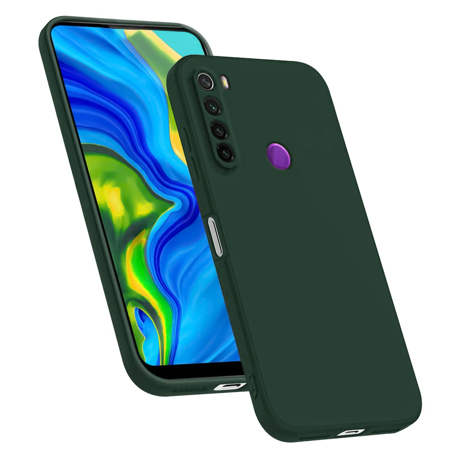 DL3 Mobilak Silicone Protective Case for Xiaomi Redmi Note 8, Shock-absorbing protection, Scratch-resistant surface, Soft microfiber lining - Green