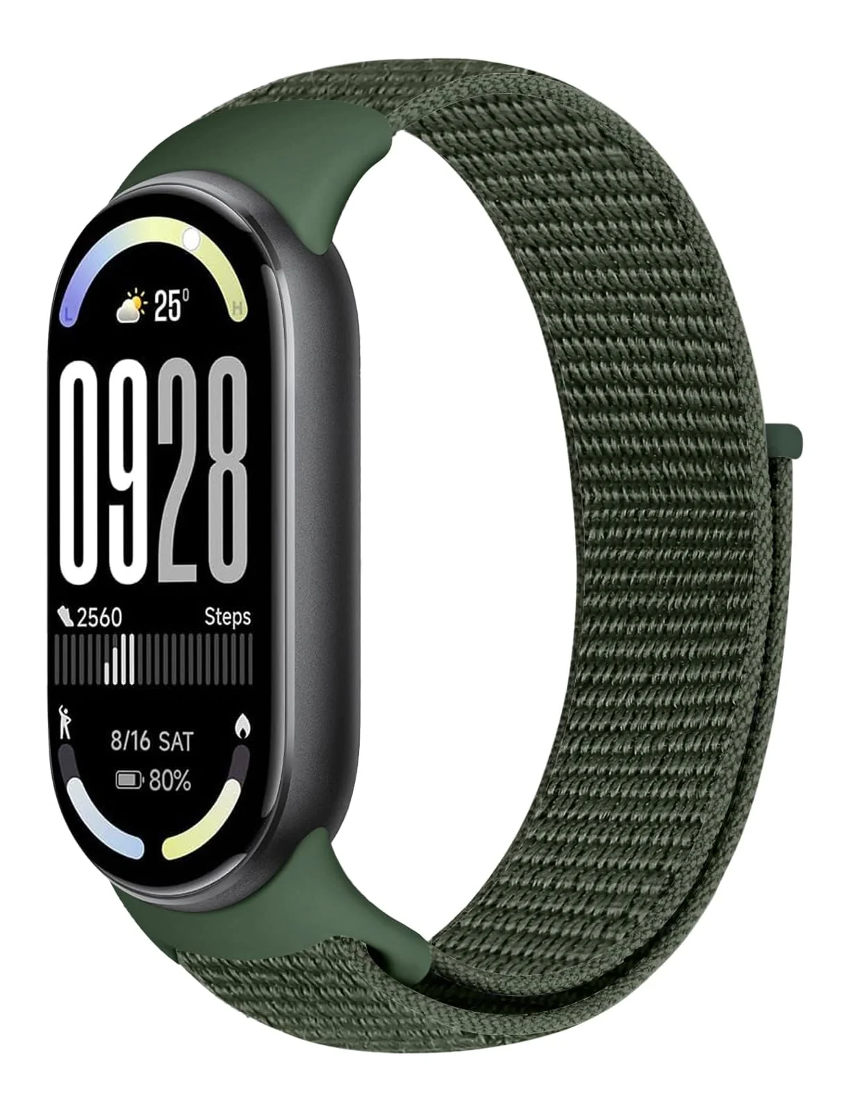 DL3 Mobilak Nylon Sport Band Compatible with Xiaomi Mi Band 10/9/8 for Women Men, Soft Adjustable Breathable Sport Loop Watch Strap Replacement Wristband for Xiaomi Smart Band 8/9/10 - Green
