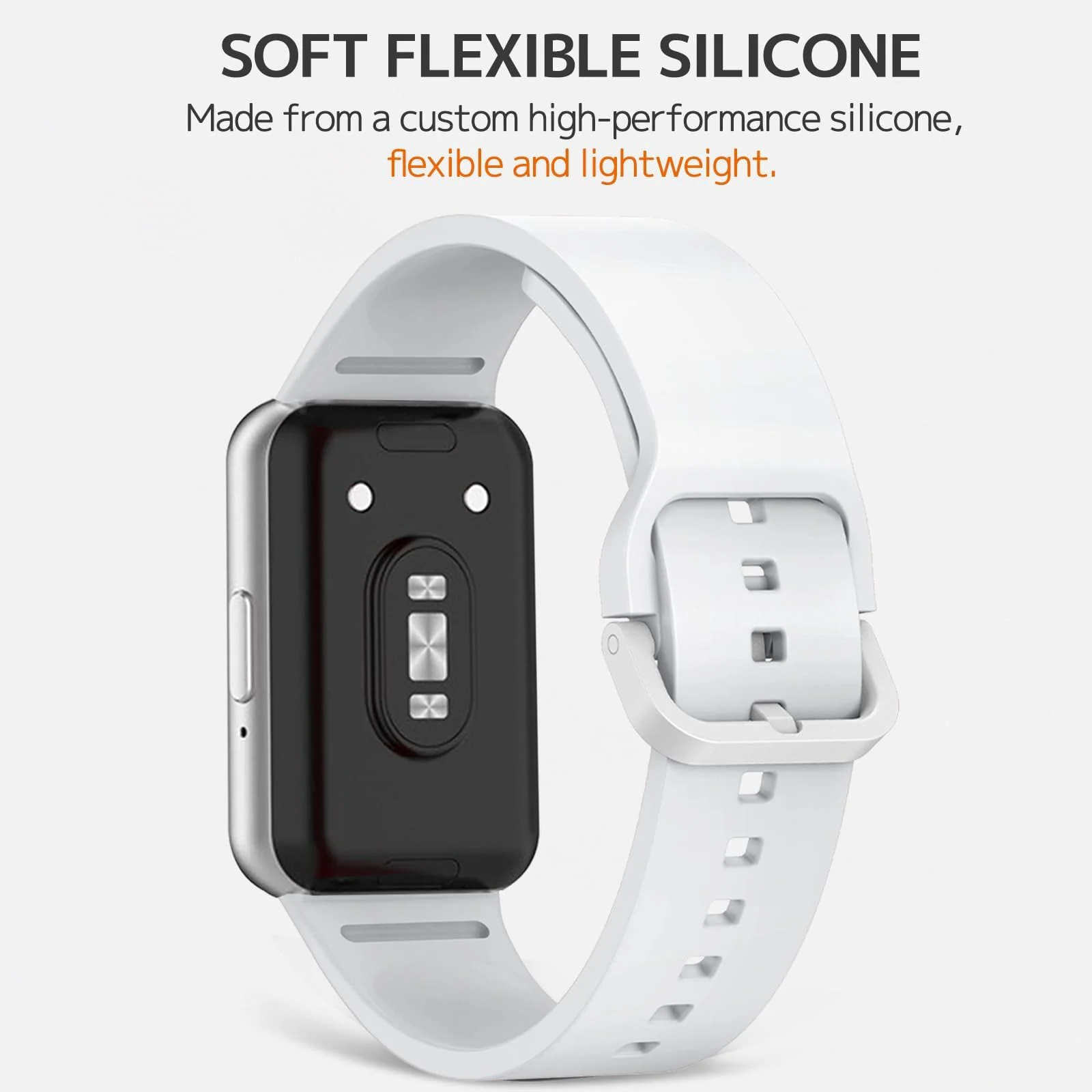 DL3 Mobilak Compatible with Samsung Galaxy Fit 3 Band, Adjustable Length Wristband Bracelet Soft Silicone Accessory Replacement Strap for Samsung Galaxy Fit 3 for Women Men - White