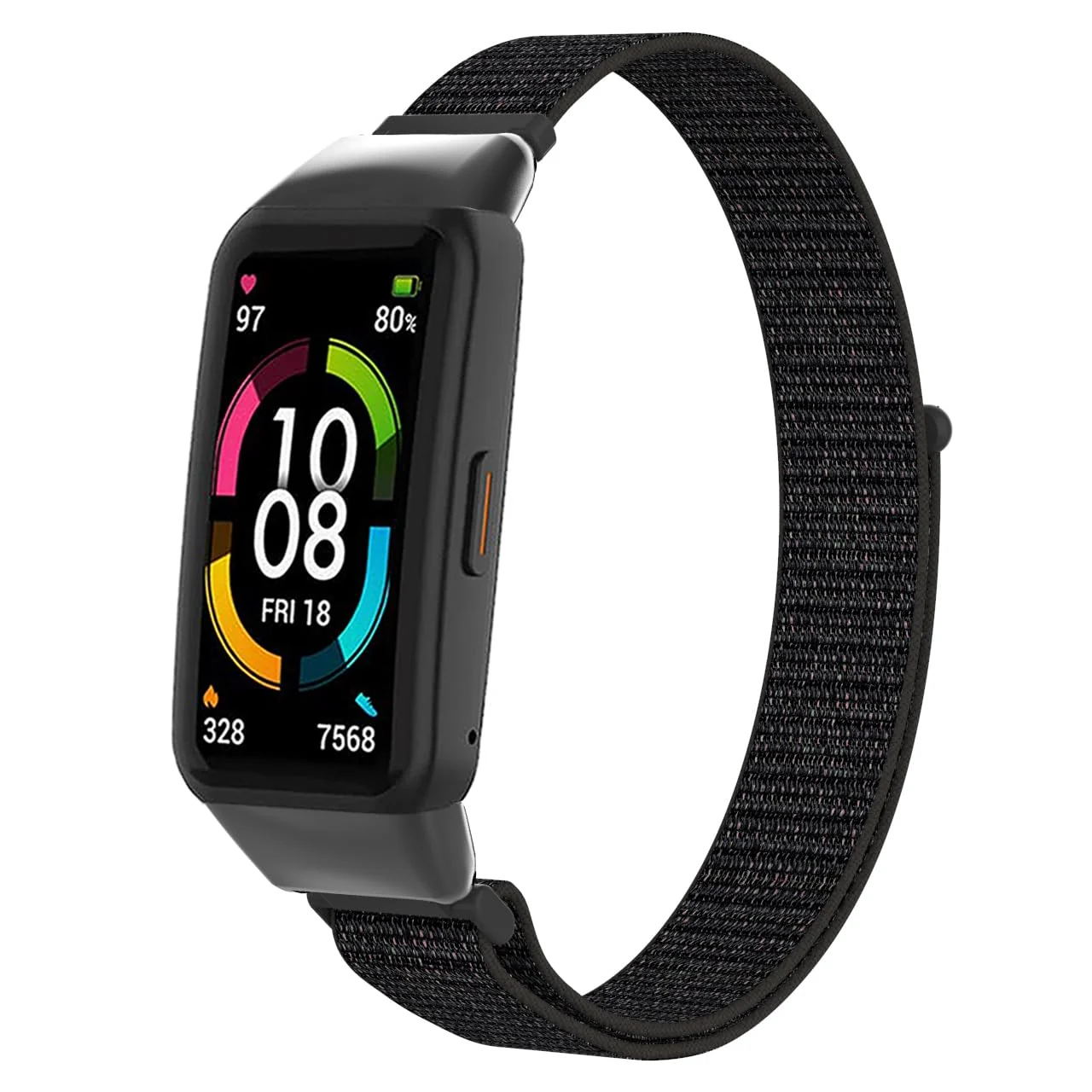 DL3 Mobilak Nylon Band for Honor Band 6/Huawei Band 6 Pro/Huawei Band 6, Nylon Watch Strap Sport Wristband Soft Replacement Watch Strap Adjusable Wrist for Women Men - Black Red