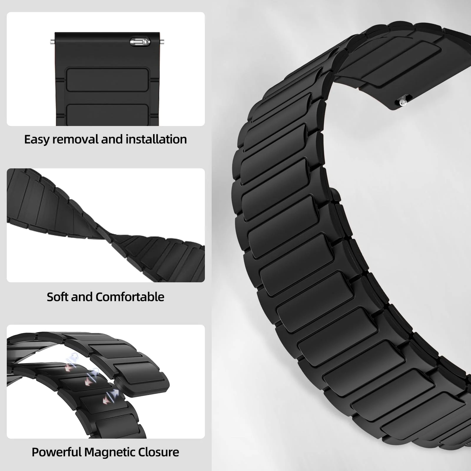 DL3 Mobilak 22mm Silicone Magnetic Strap for Xiaomi Redmi Watch 5 Active/5 Lite/Samsung Galaxy Watch 46mm/Watch 3 45mm/Gear S3/Huawei watch (GT6 GT5 GT4 GT3 GT2 GT 46MM)/GT2E/GT6 Pro/GT 5 Pro/Amazfit GTR4/Bip 6 - Green Black