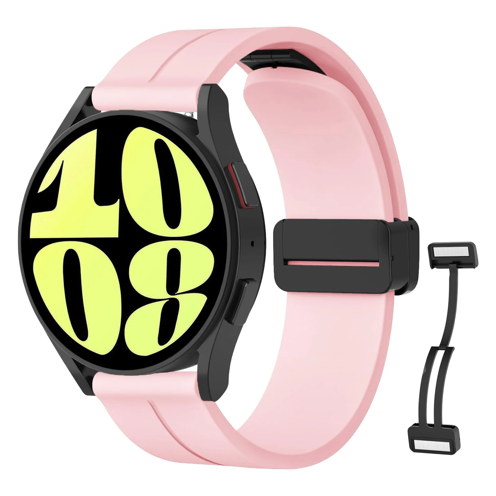 DL3 Mobilak 22MM Silicone Band Magnetic Clasp Strap For Xiaomi Redmi Watch 5 Active/5 Lite/Samsung Galaxy Watch 46mm/Watch 3 45mm/Gear S3/Huawei watch (GT6 GT5 GT4 GT3 GT2 GT 46MM)/GT6 Pro/Amazfit GTR4 (Ice) - Ice Pink