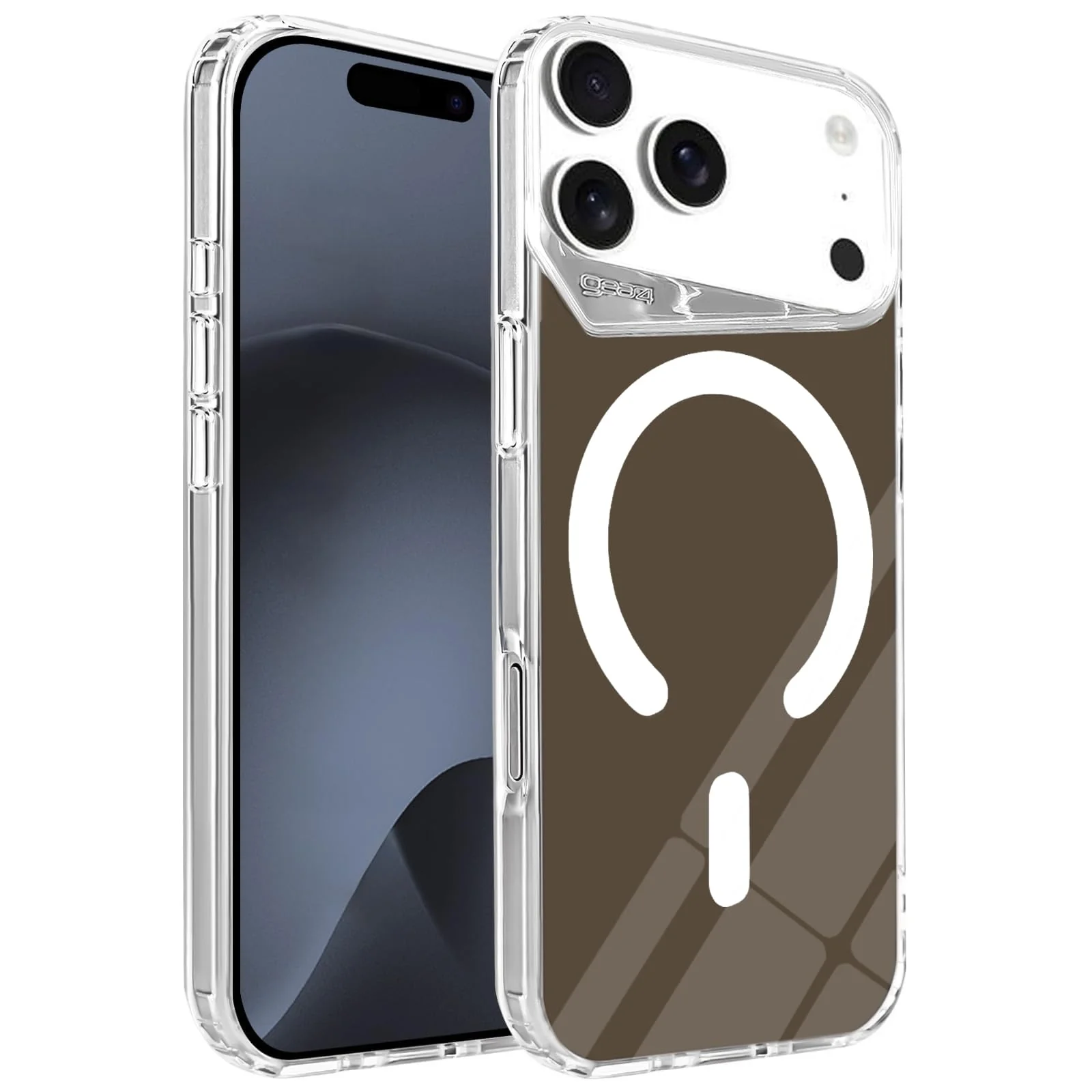 DL3 Mobilak Magnetic Case for iPhone 17 Pro Max, Glossy Colored Back Cover [Compatible with MagSafe] Clear Bumper, Slim Anti-Scratch Durable Protective Phone Case - Brown