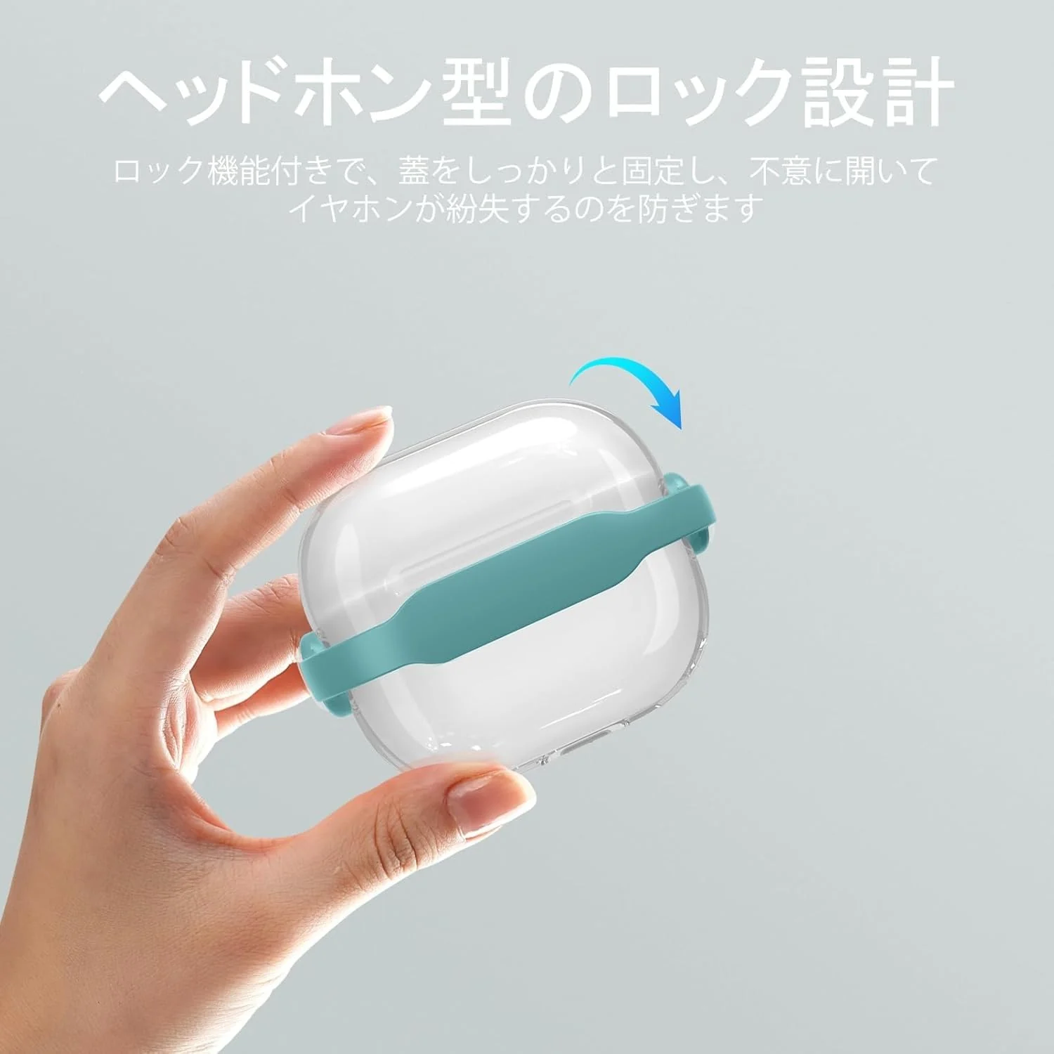 DL3 Mobilak Case for Apple AirPods 4 [With Closure Lid] [Front LED Visible] [With Wrist Strap] Skin Case Compatible with AirPods 4(2024) - Clear Blue