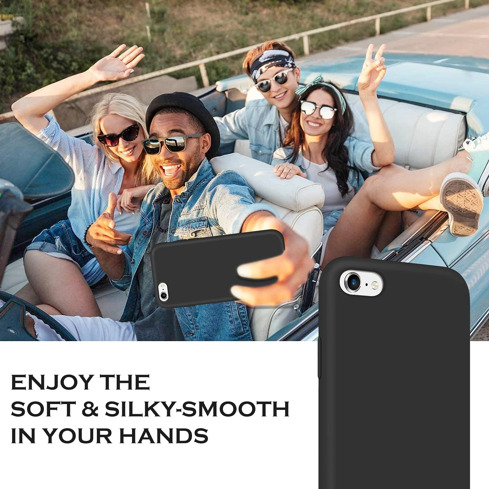 DL3 Mobilak Liquid Silicone Protective Case with Soft Microfiber Lining for iPhone 6 Plus / 6S Plus - Black