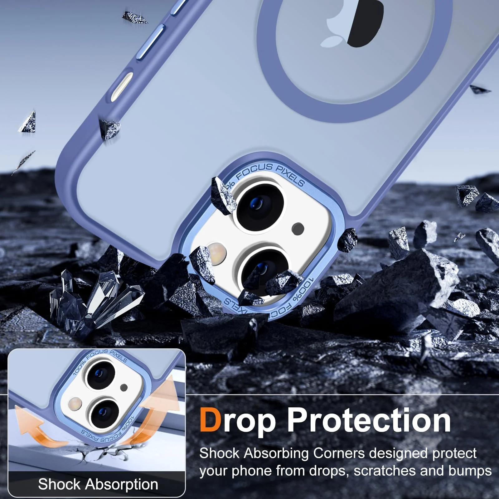 DL3 Mobilak Case for iPhone 13/iPhone 14 6.1-Inch Magnetic Translucent Matte Phone Cases [Compatible with MagSafe] Thin Slim Fit Shockproof Bumper Hard Protective Cover for Men Girls - Baby Blue
