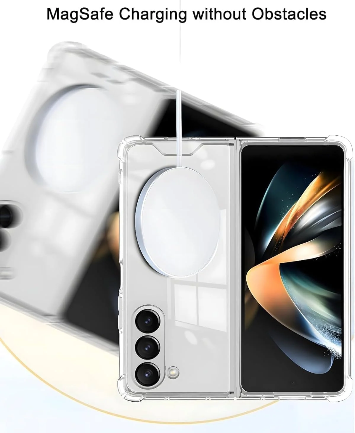 DL3 Mobilak for Samsung Galaxy Z Fold 6 Case, Compatible with MagSafe Shockproof Protection Yellowing Resistant Magnetic Phone Case for Galaxy Z Fold 6 5G (2024) - Clear