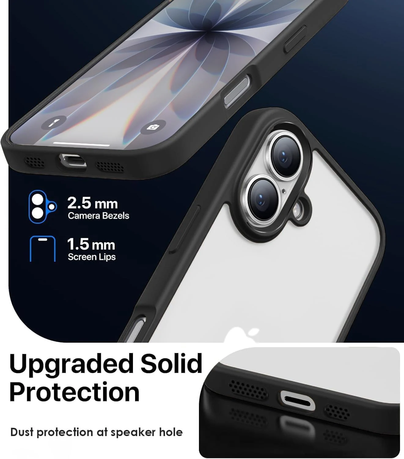 DL3 Mobilak Clear TPU Case for iPhone 17 6.3-Inch, Shock-absorbing protection, Anti-fingerprint finish, Non-slip grip - Black