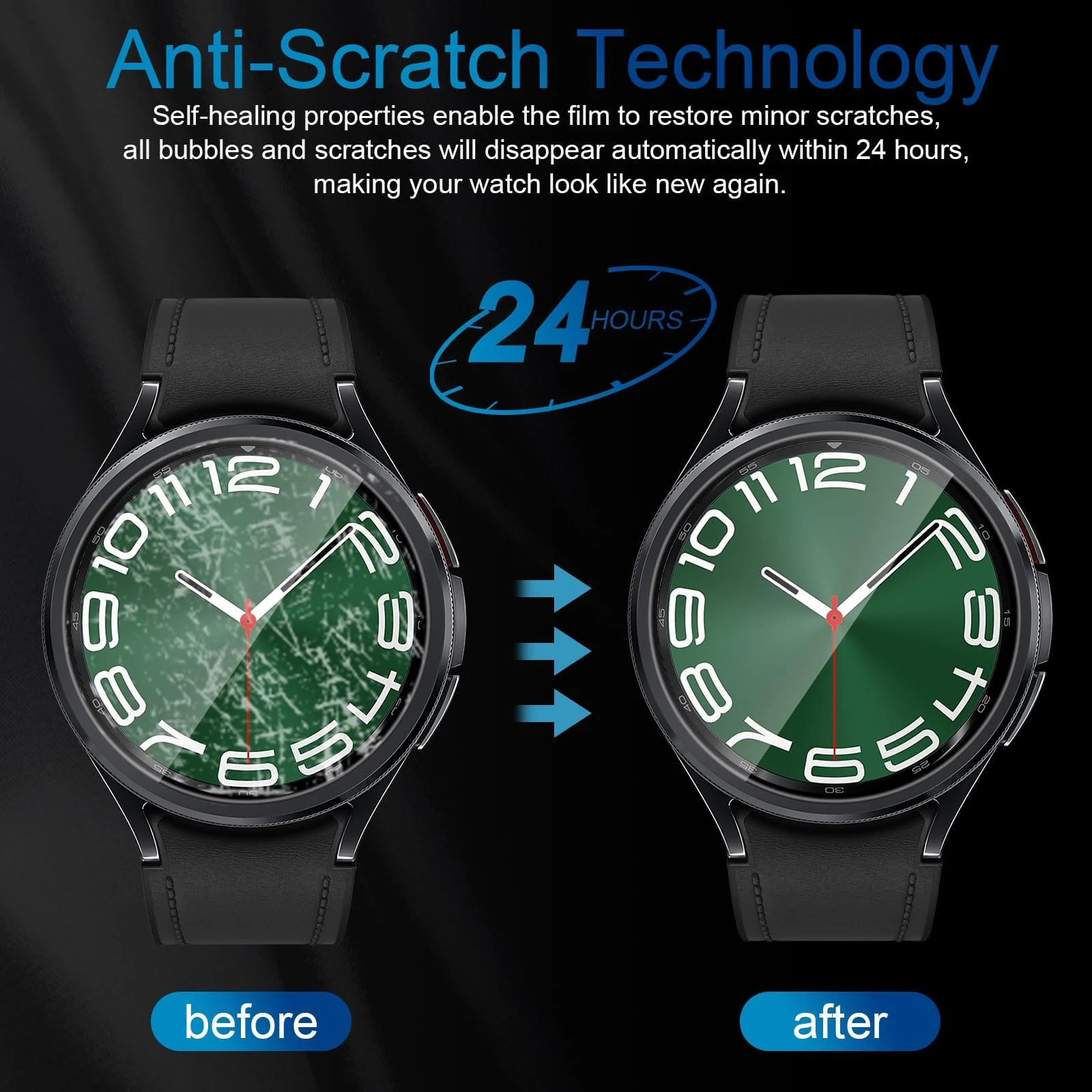 DL3 Mobilak Screen Protector For Samsung Galaxy Watch 6 Classic 47mm, 3D Curved Soft Edge Protective Film [Anti-Scratch] [Bubble Free] [Ultra Shatterproof] [High Sensitive] (Not Glass) - Black